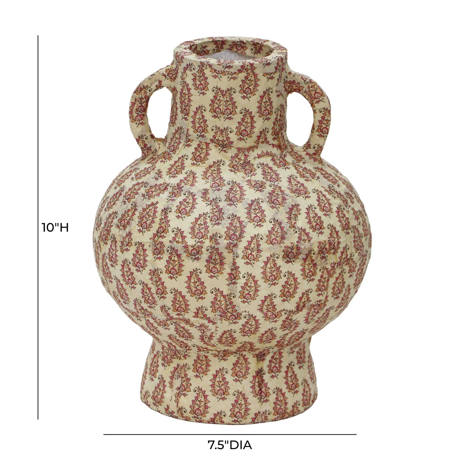 Cotton Mache Vase in Peach Paisley - Image 5