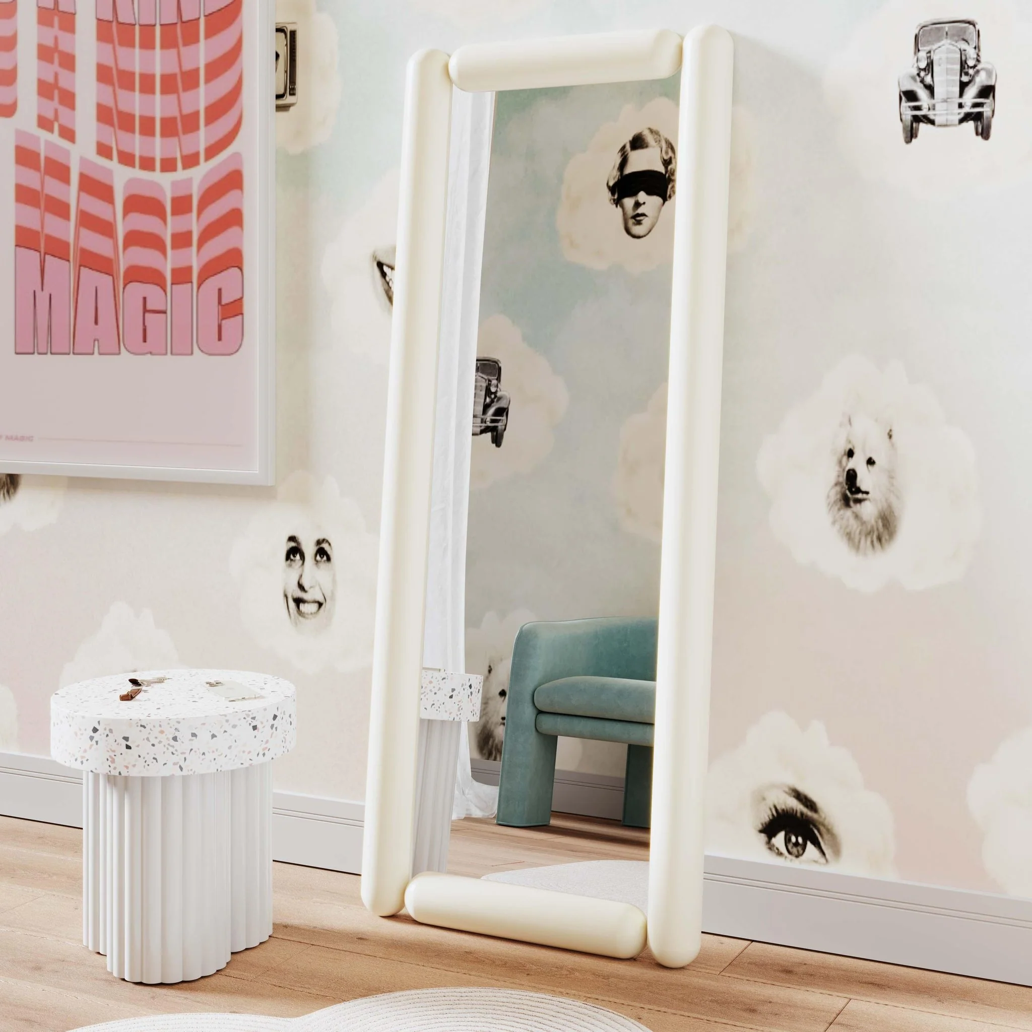Cozzi Cream Large Floor Mirror - Image 2