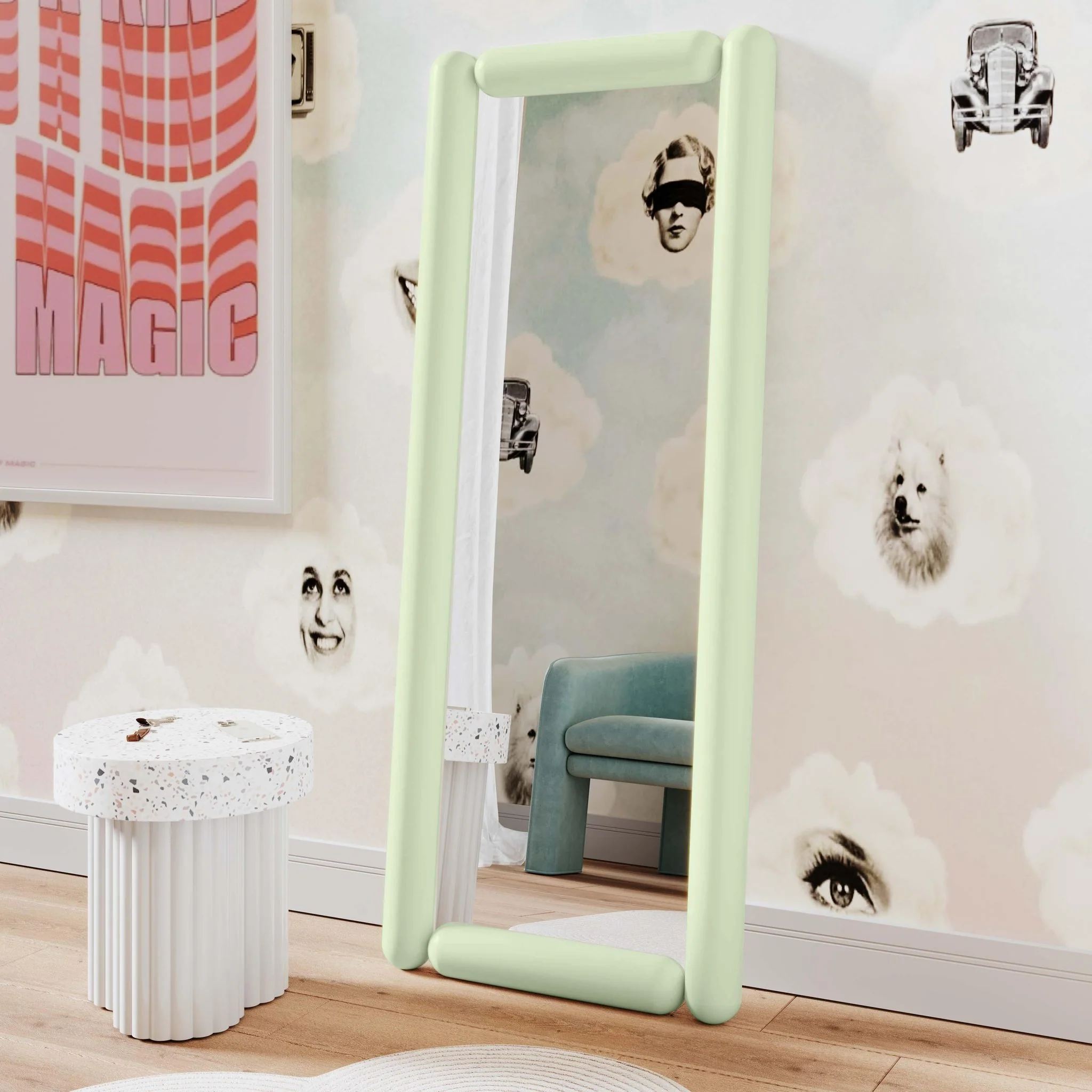 Cozzi Mint Green Large Floor Mirror - Image 2