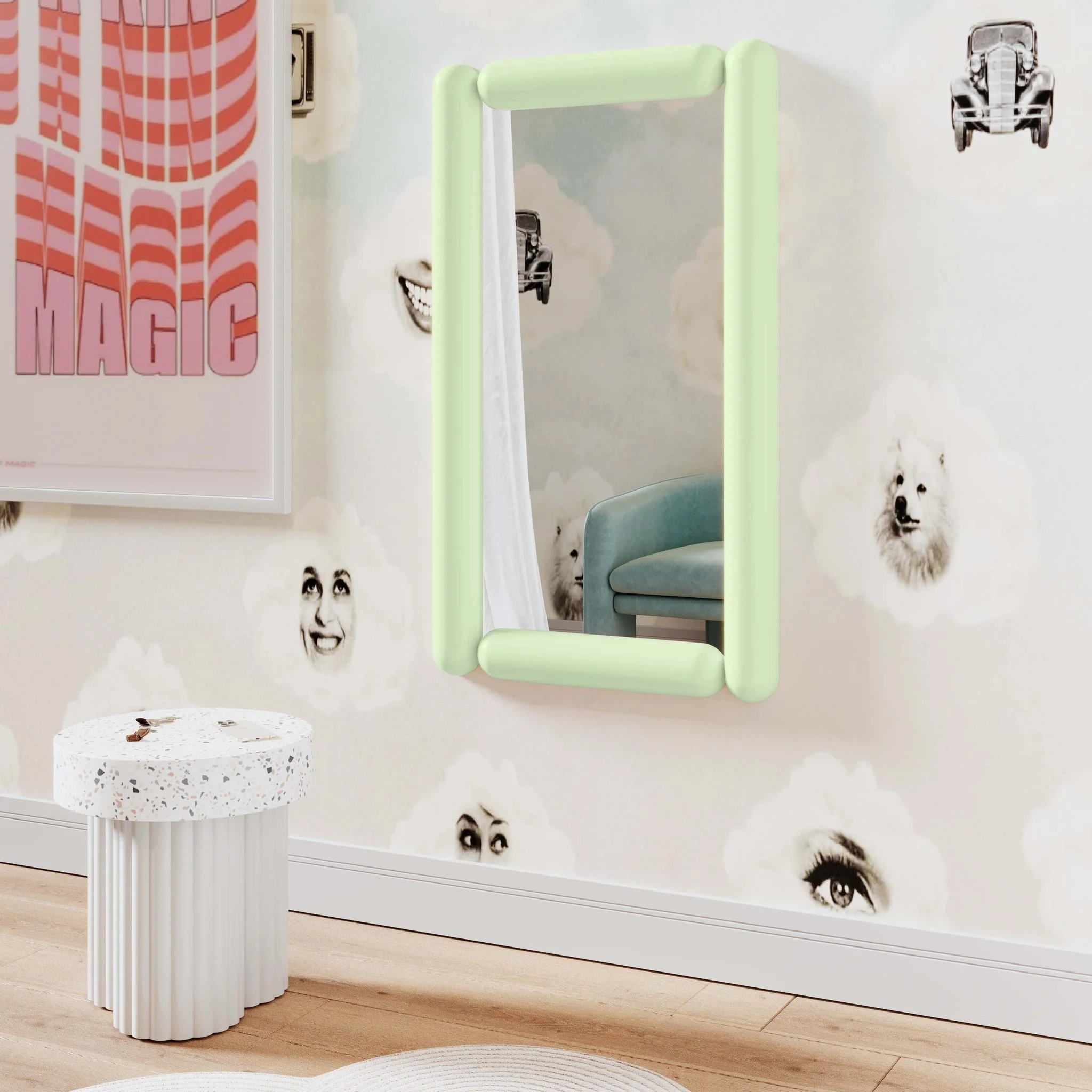 Cozzi Mint Green Wall Mirror - Image 2