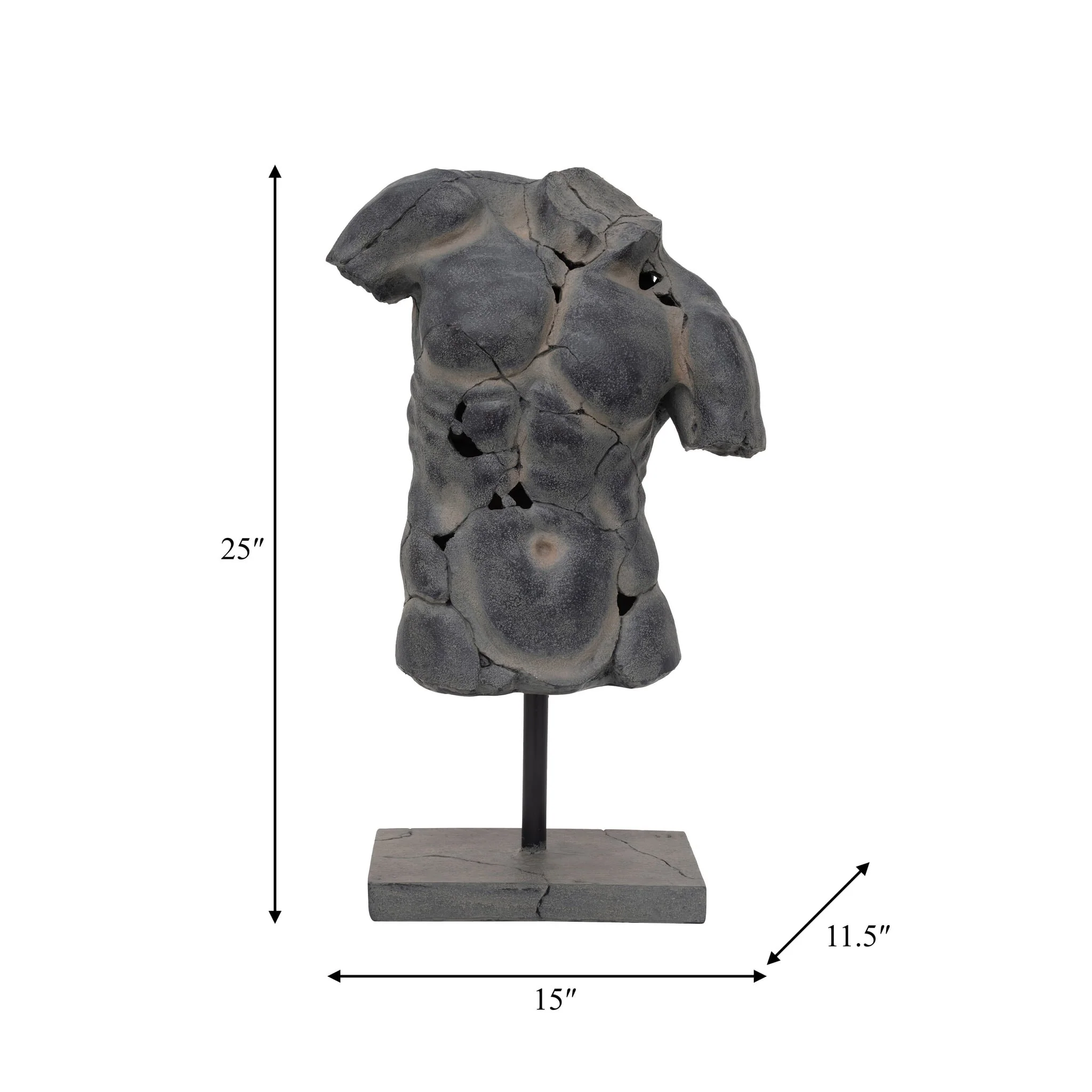Cracked Torso Sculpture, Grey - Image 8