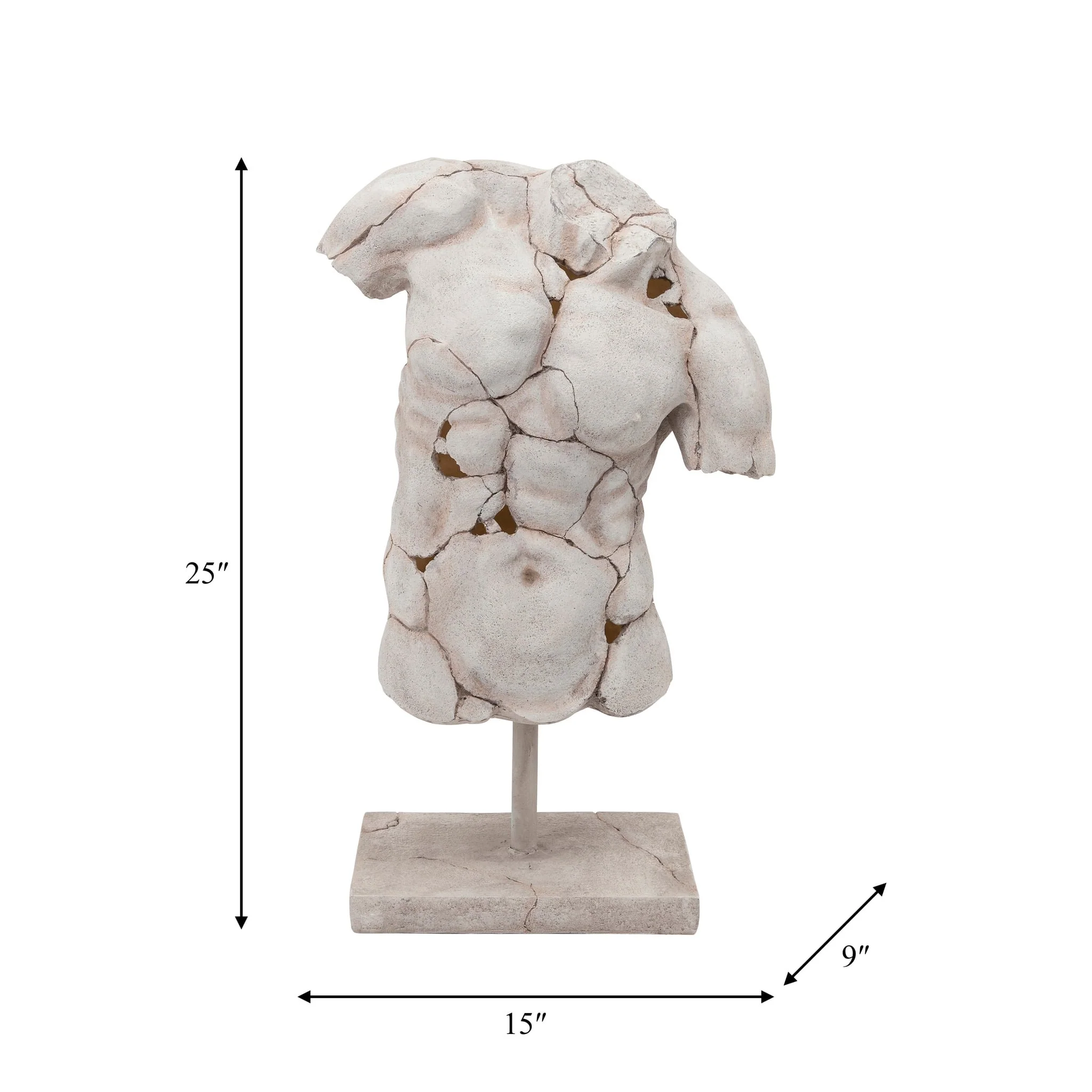 Cracked Torso Sculpture, White - Image 6