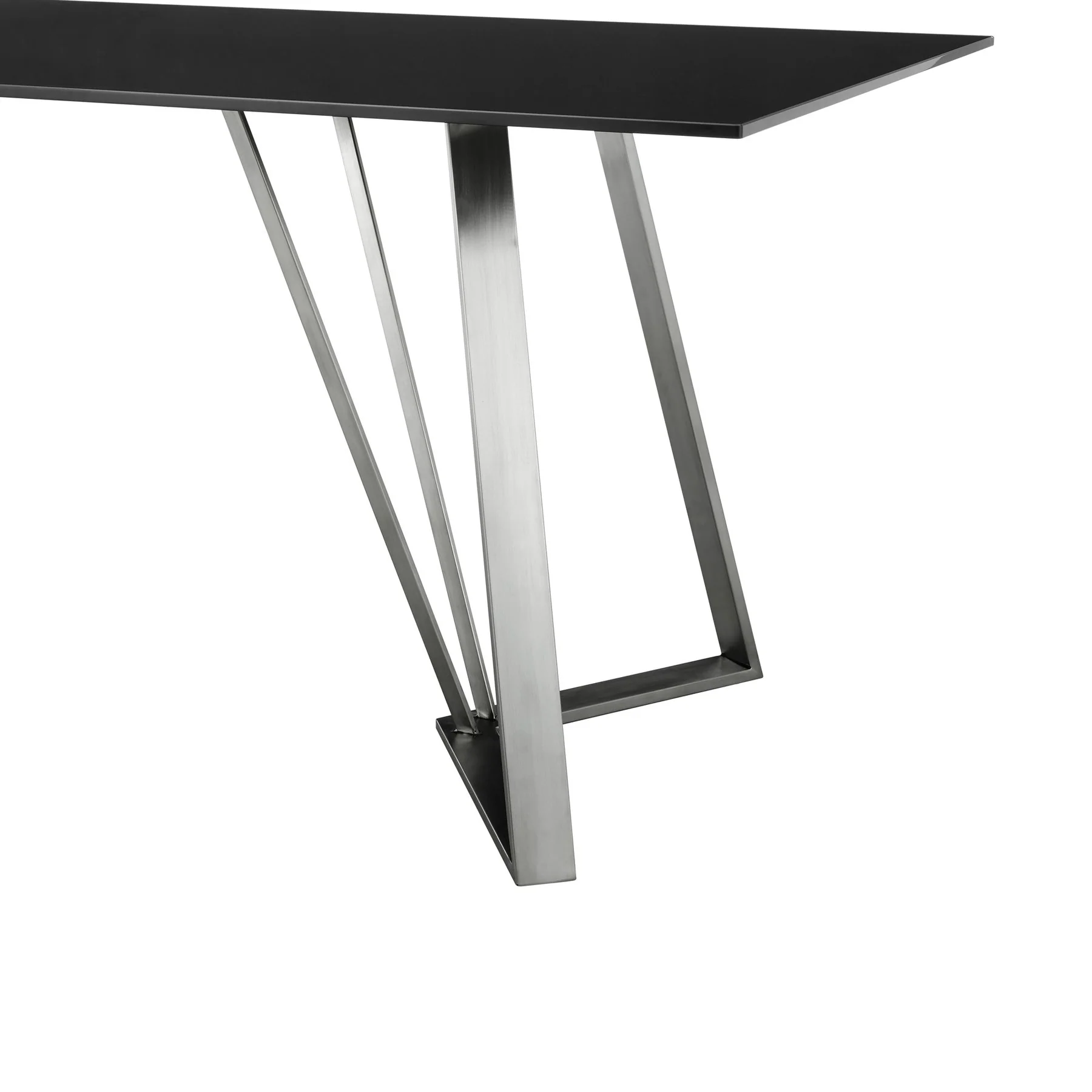 Cressida Glass and Stainless Steel Rectangular Dining Room Table - Image 3
