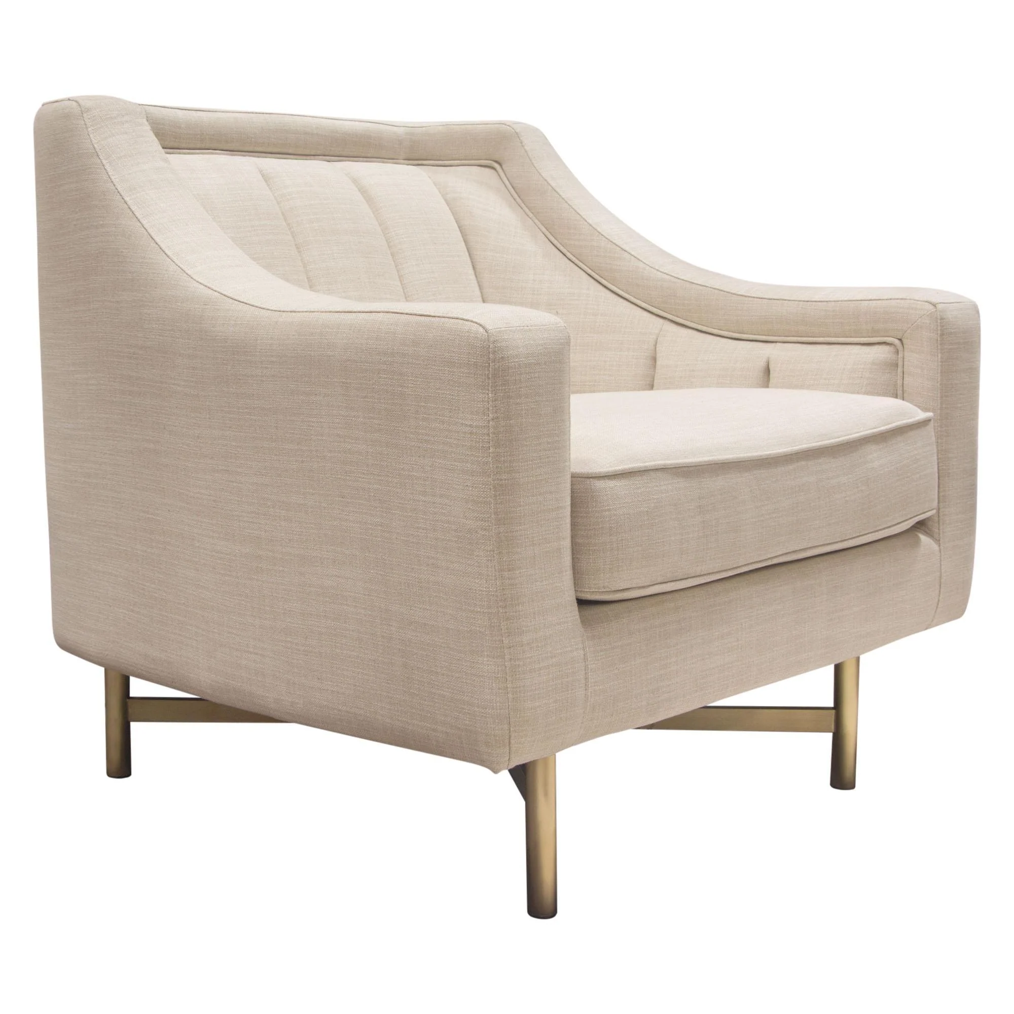 Croft Fabric Chair in Sand Linen Fabric w/ Accent Pillow and Gold Metal Criss-Cross Frame by Diamond Sofa - Image 4