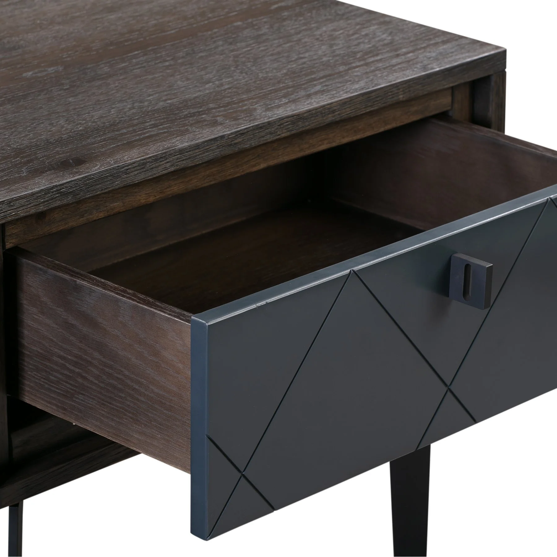 Cross Dark Gray Solid Oak King 4pc Bedroom Set - Image 6