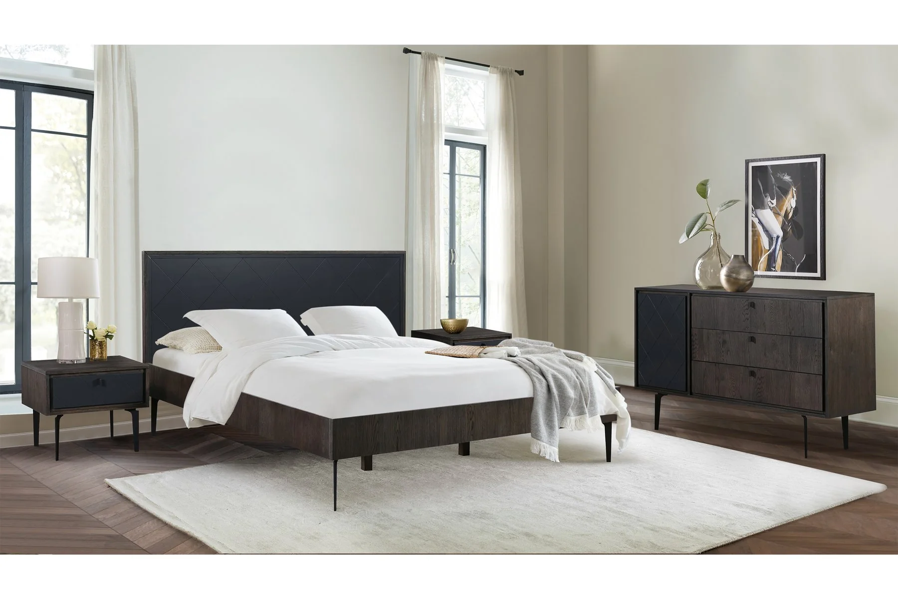 Cross Solid Oak and Metal King Platform Bed Frame - Image 6