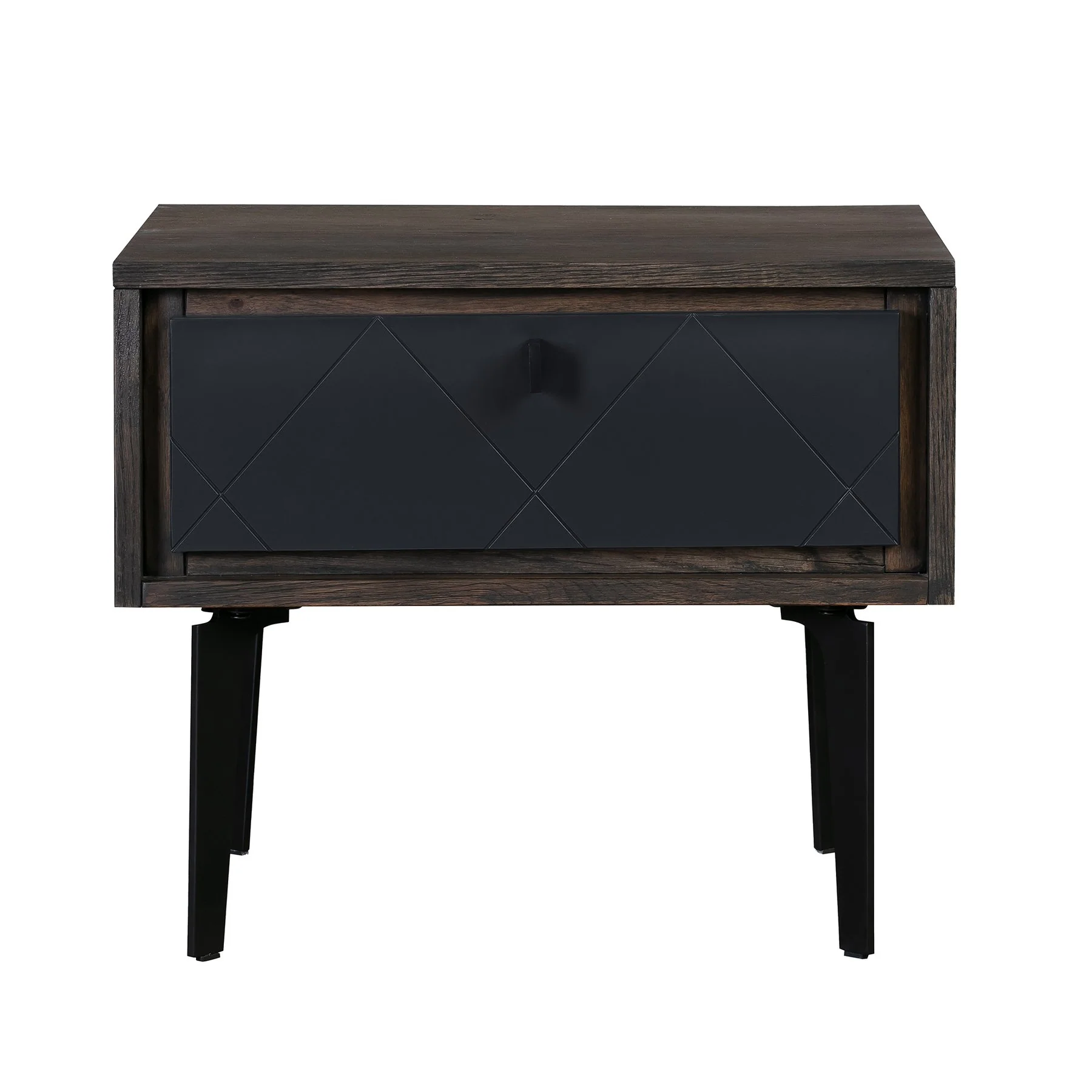 Cross Solid Oak and Metal Nightstand - Image 2