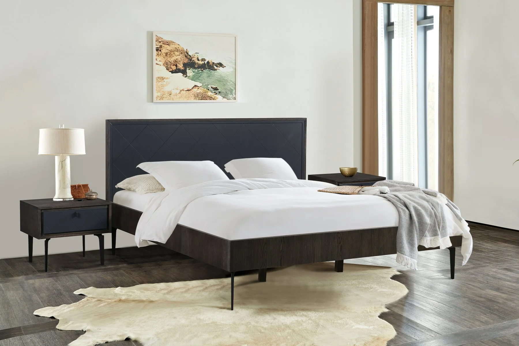 Cross Solid Oak and Metal Nightstand - Image 7