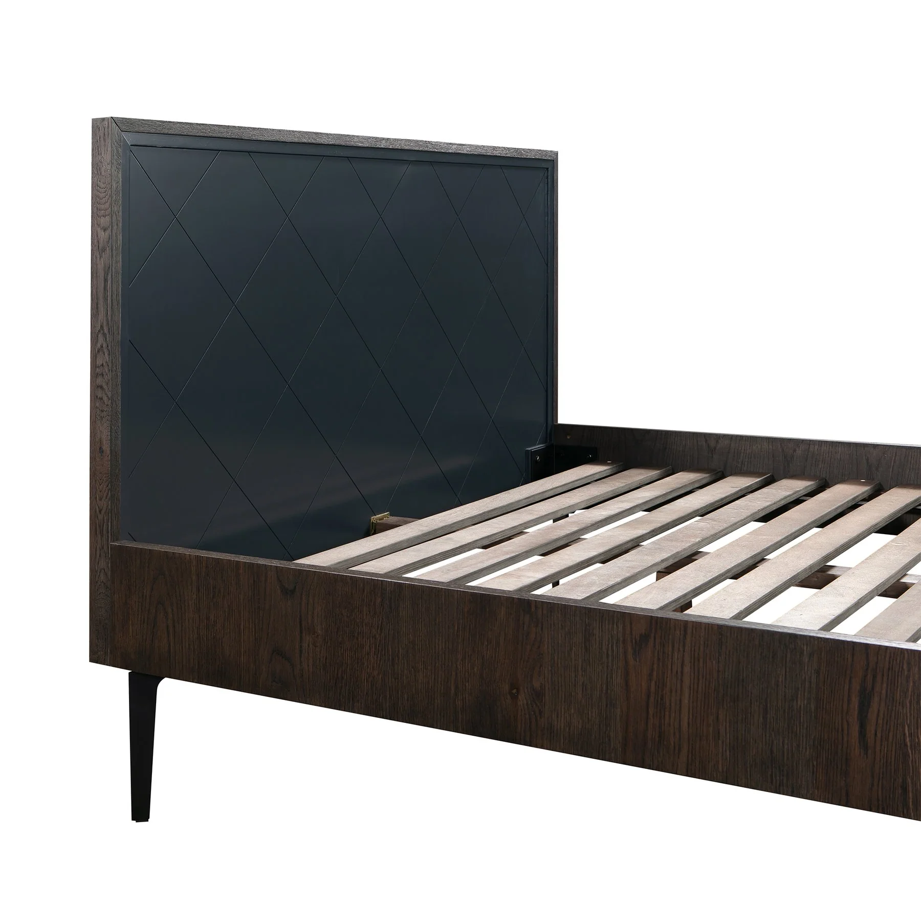 Cross Solid Oak and Metal Queen Platform Bed Frame - Image 3