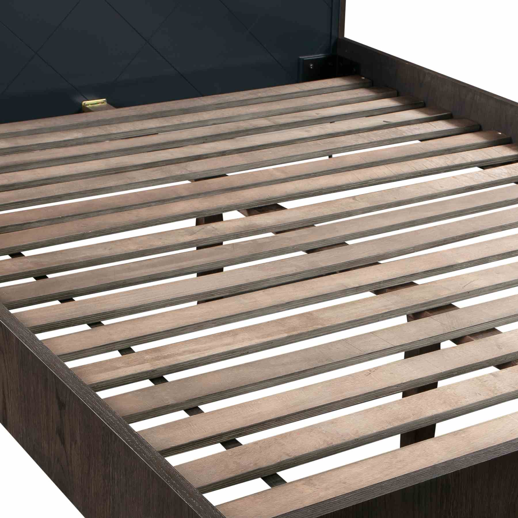 Cross Solid Oak and Metal Queen Platform Bed Frame - Image 4