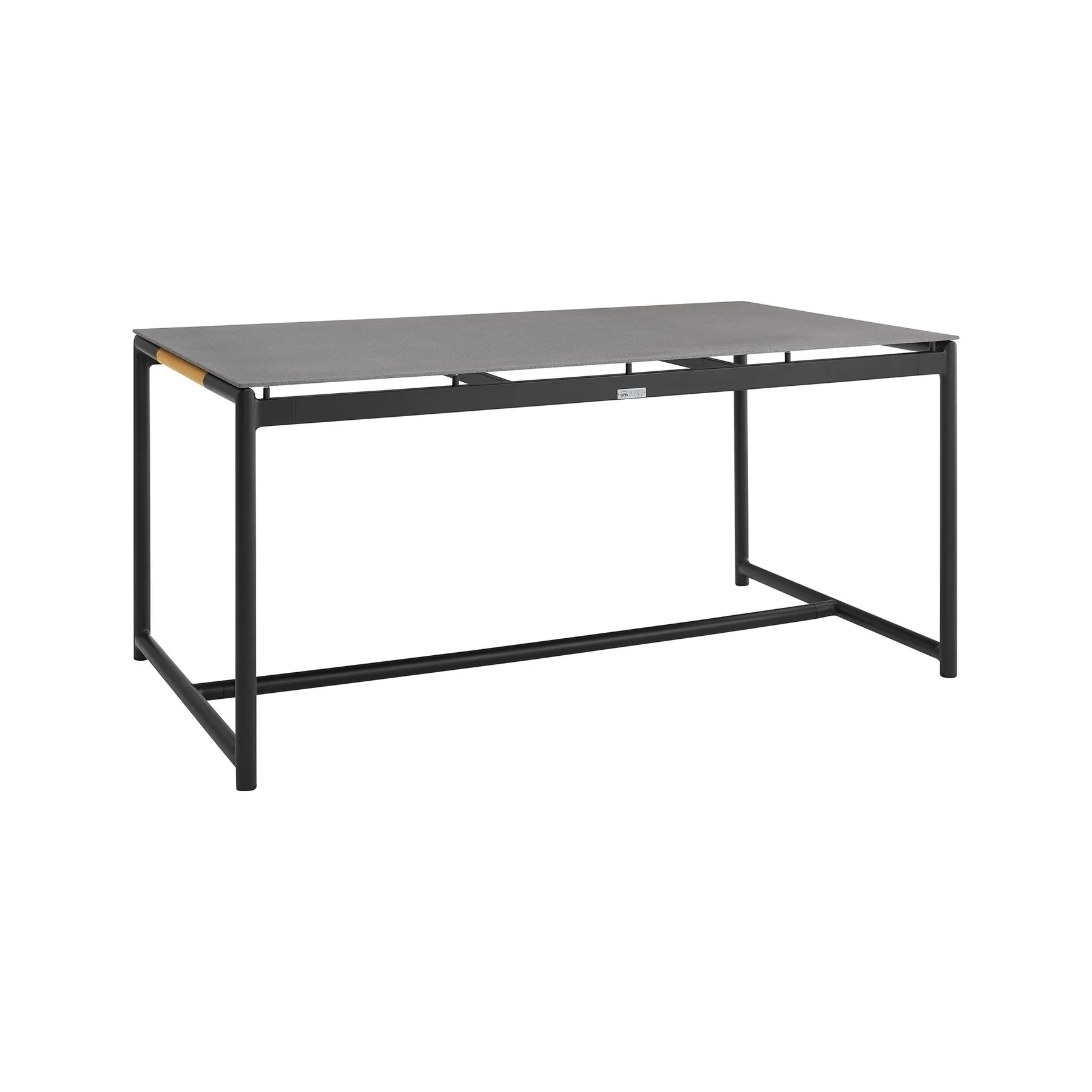 Crown 5 Piece Black Aluminum and Teak Outdoor Dining Set with Dark Gray Fabric - Image 4