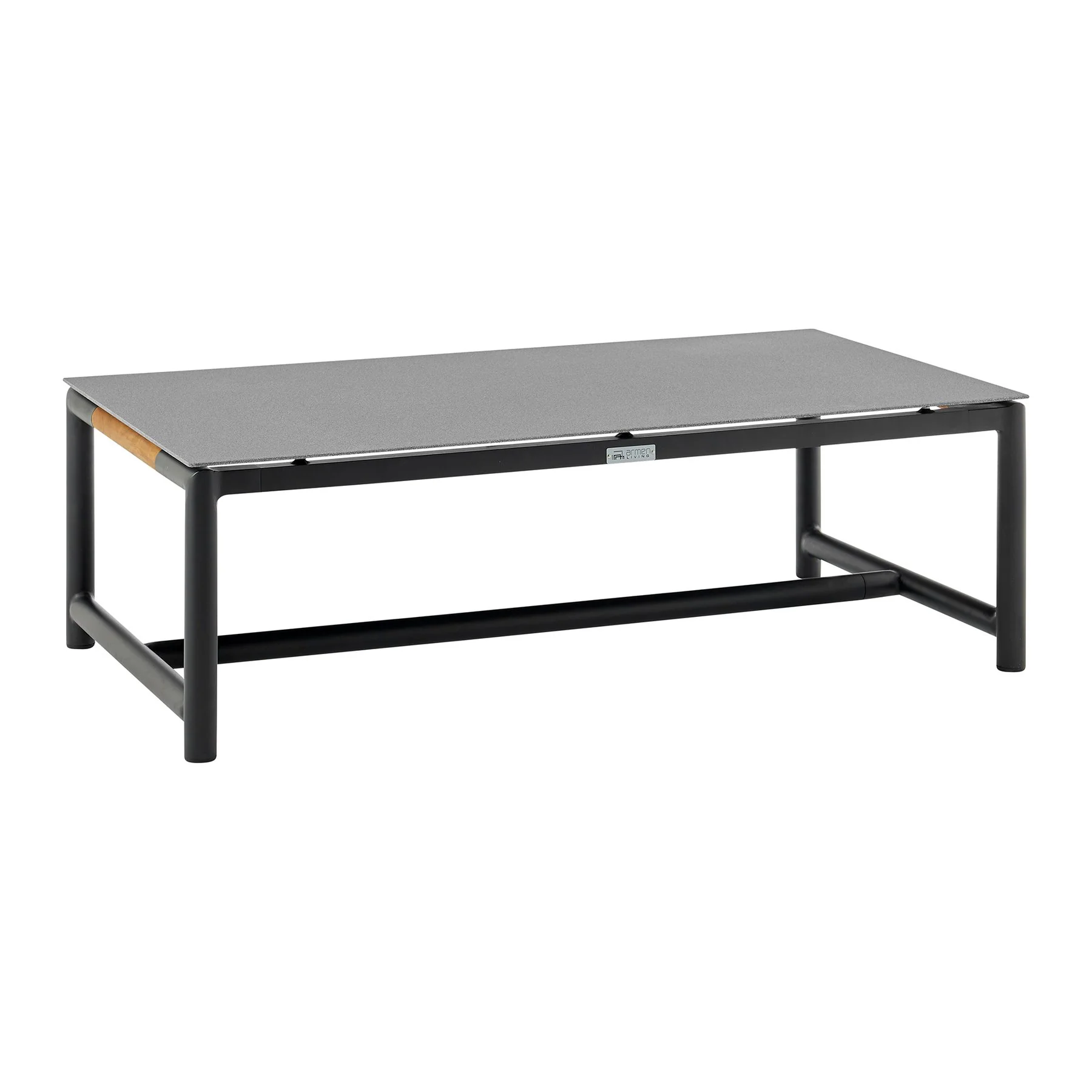 Crown Aluminum and Teak Wood Outdoor Coffee Table in Black - Image 2
