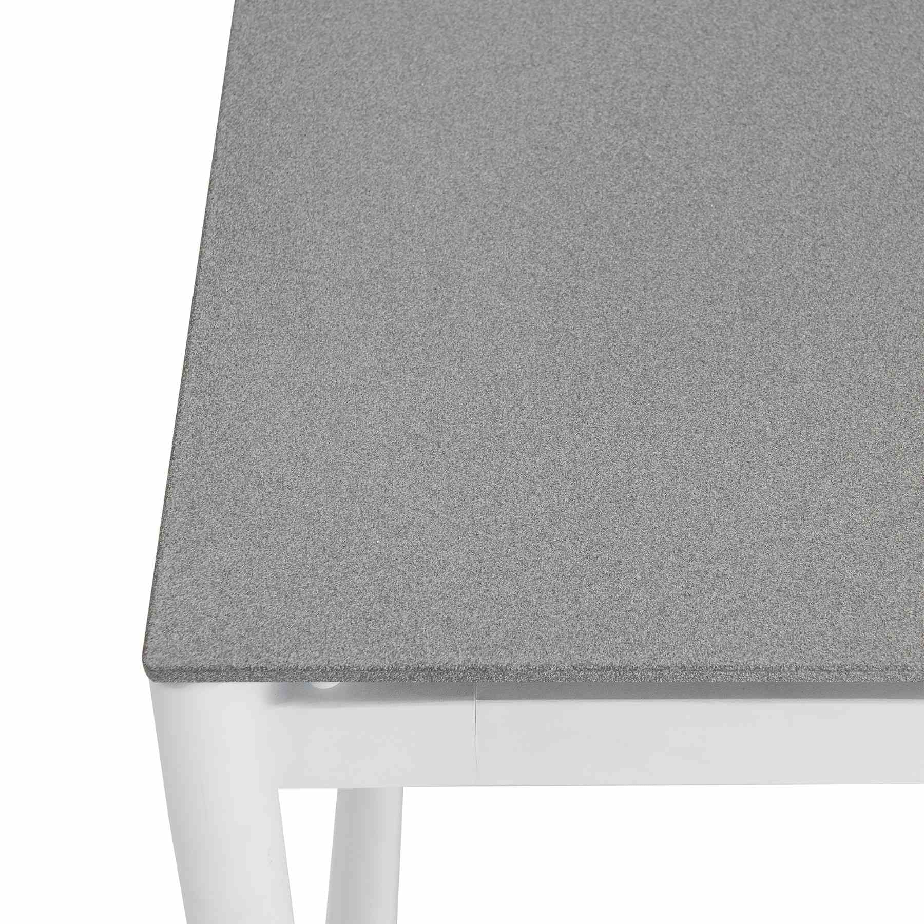 Crown Aluminum and Teak Wood Outdoor Coffee Table in White and Gray - Image 3
