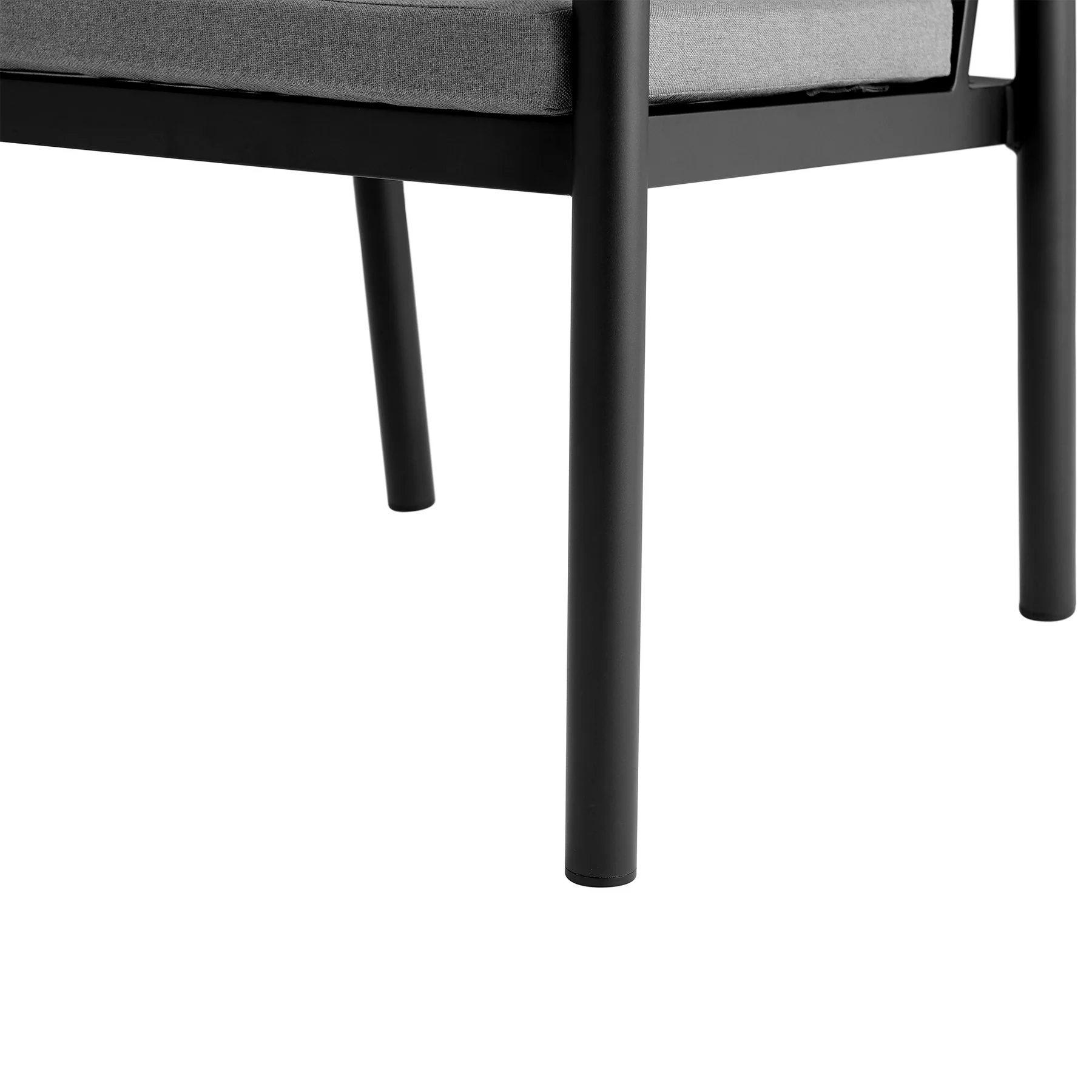Crown Black Aluminum and Teak Outdoor Dining Chair with Dark Gray Fabric - Set of 2 - Image 7