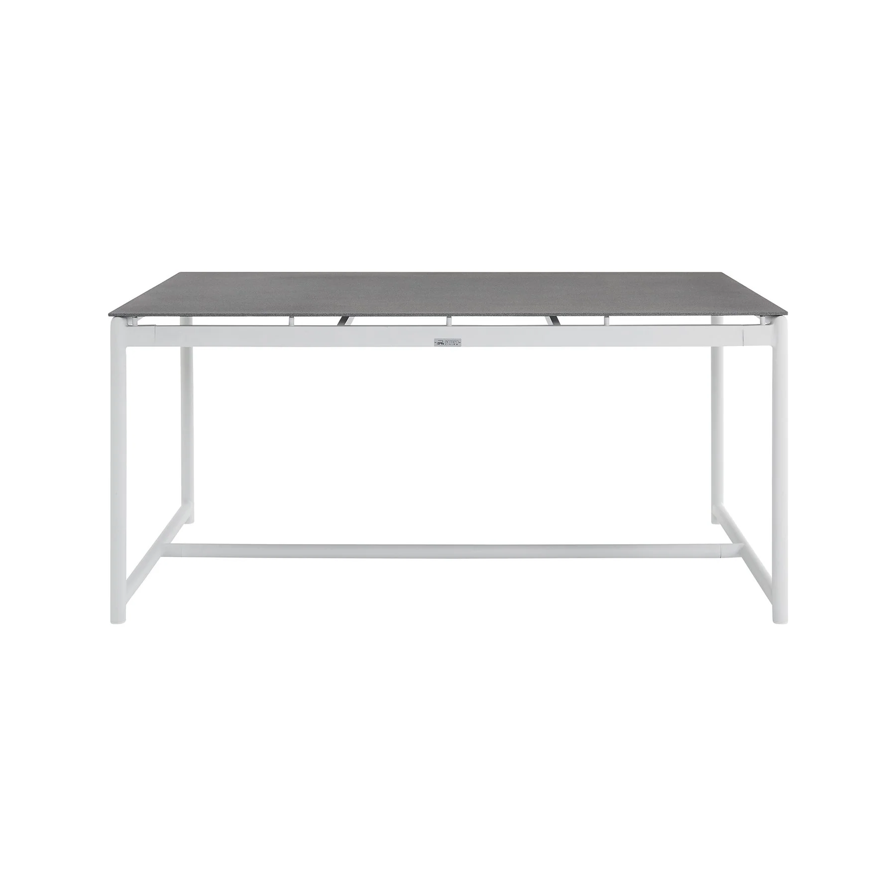 Crown White Aluminum and Teak Outdoor Dining Table with Stone Top - Image 2
