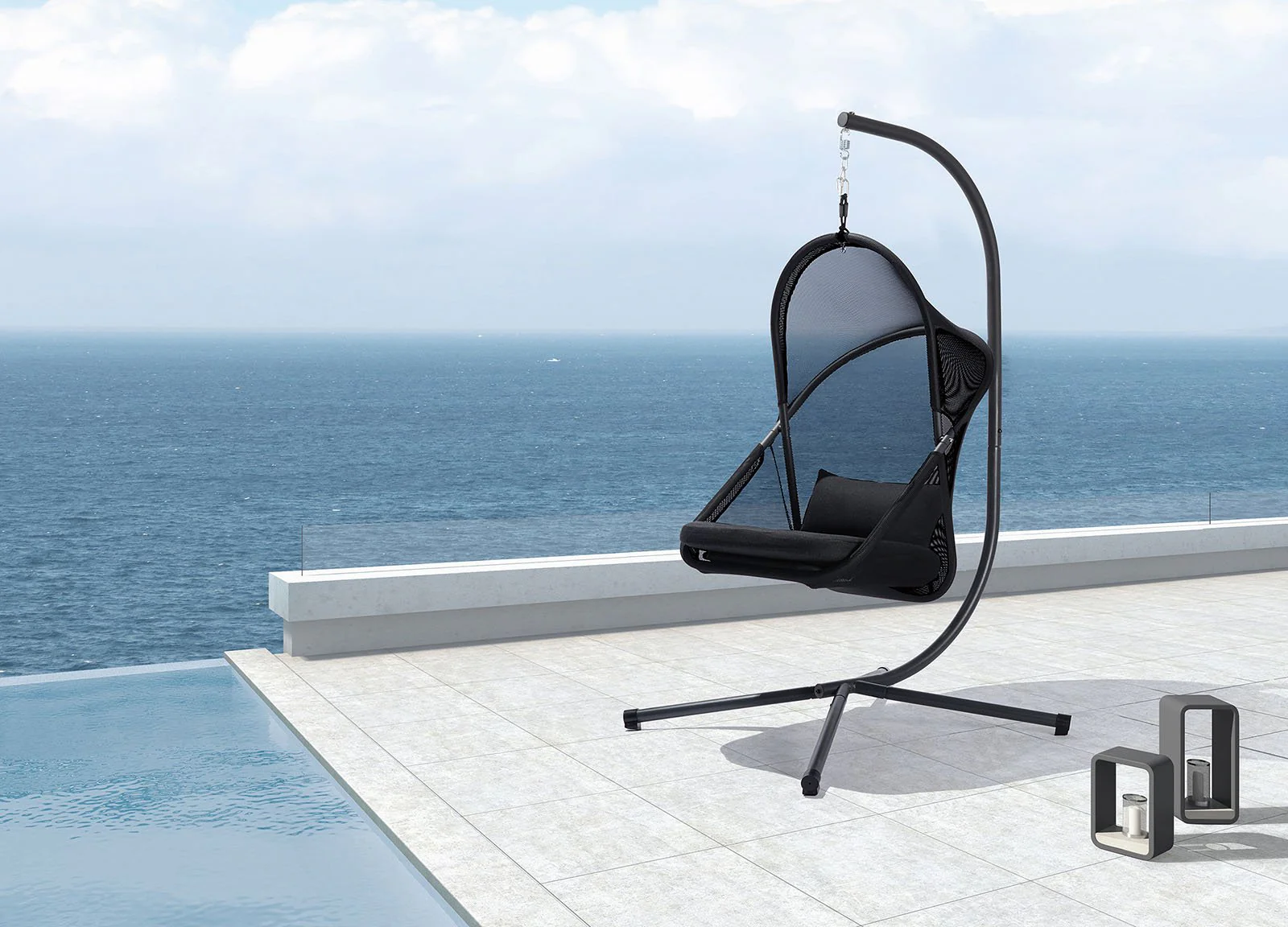 Crush Swing Chair w/ Stand, Black - Image 2