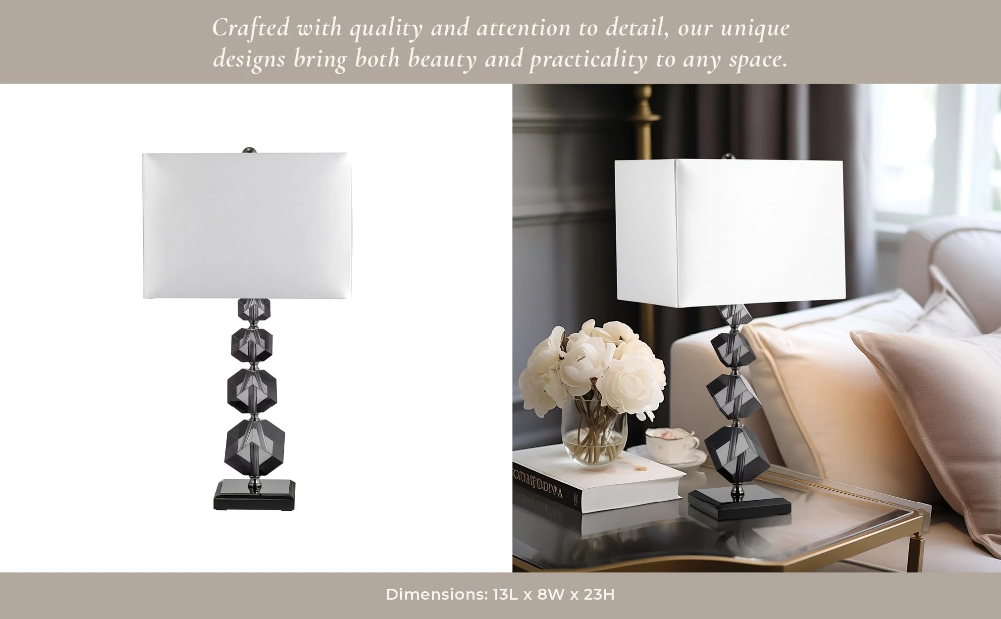 Crystal, 23" Geo Table Lamp, Black - Image 13