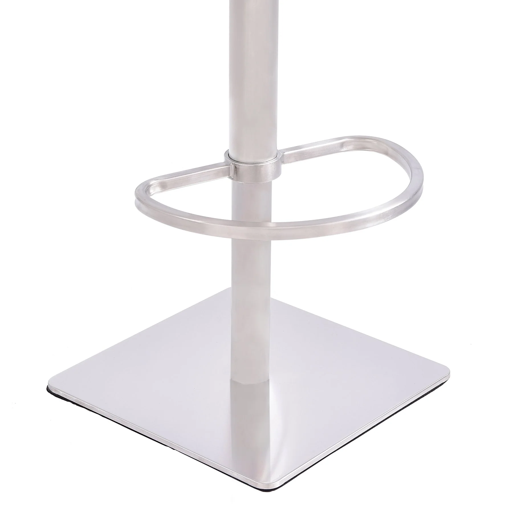 Crystal Adjustable Height Swivel Gray Fabric and Walnut Bar Stool with Brushed Stainless Steel Base - Image 4