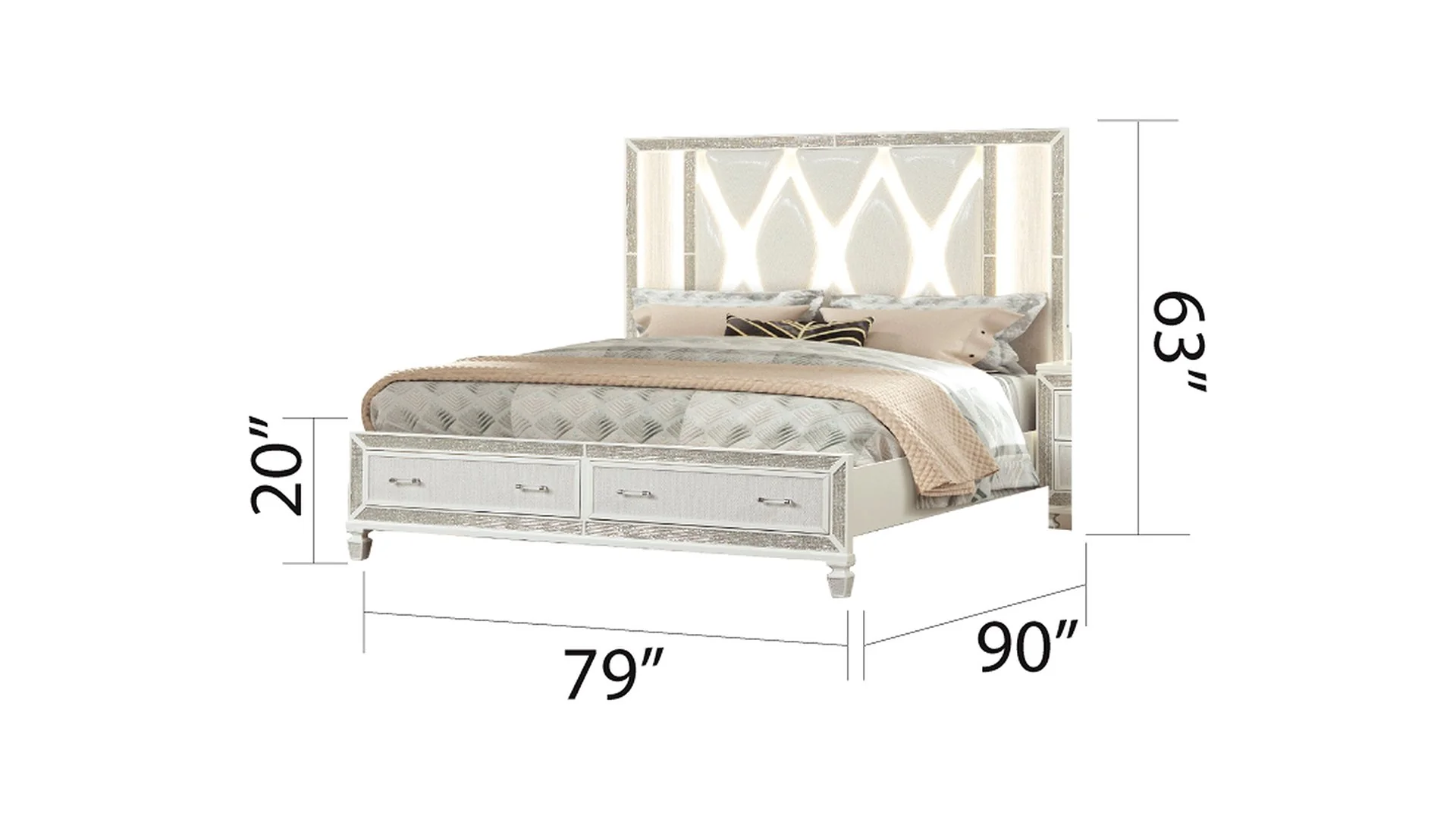 CRYSTAL King Bed White - Image 4
