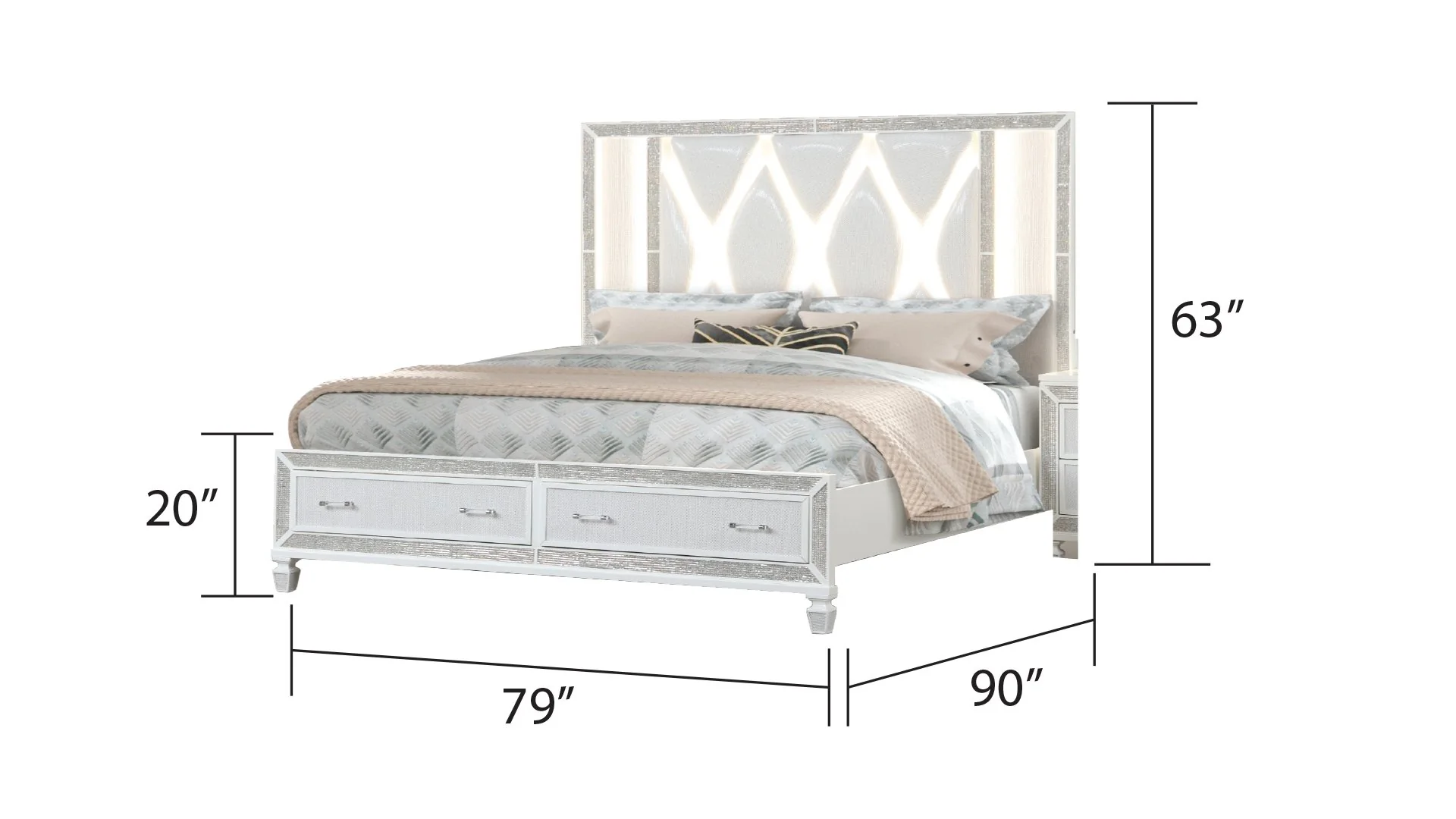 CRYSTAL King Bed White - Image 5