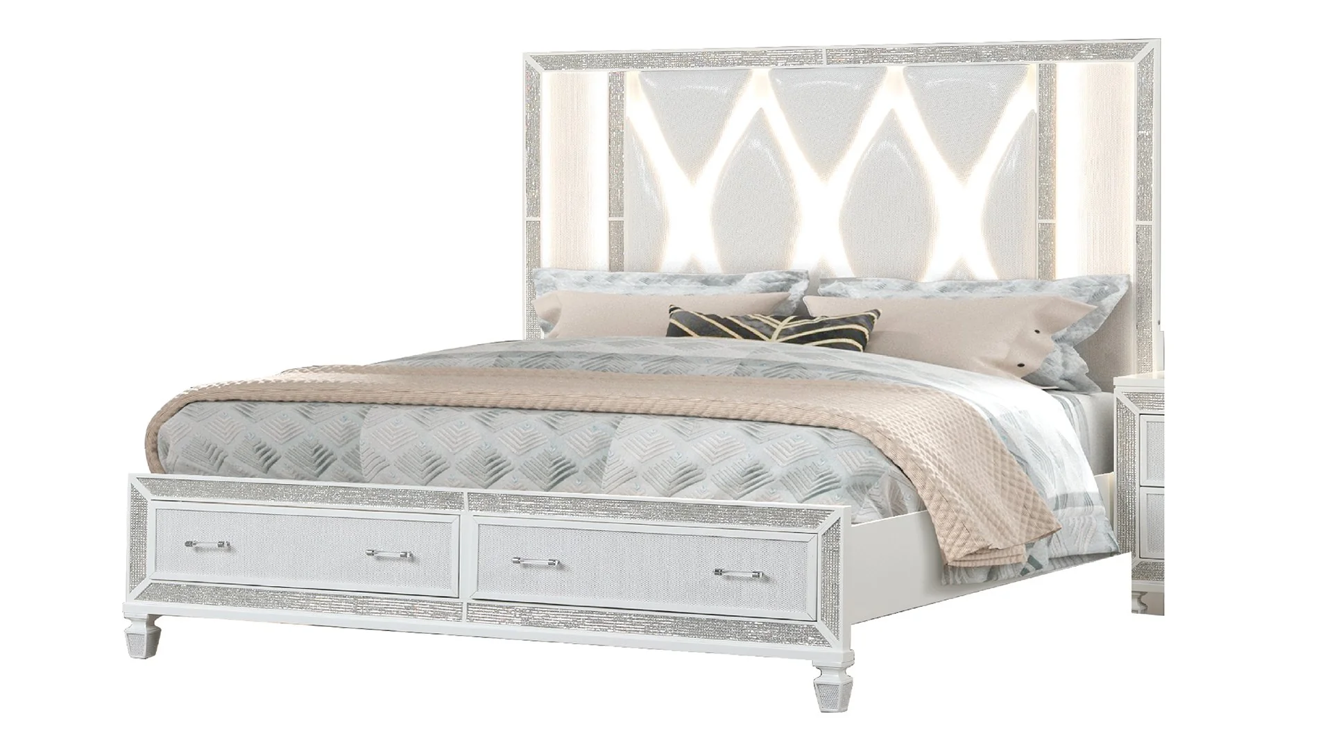 Crystal Queen 4 Pc Bedroom Set White - Image 3