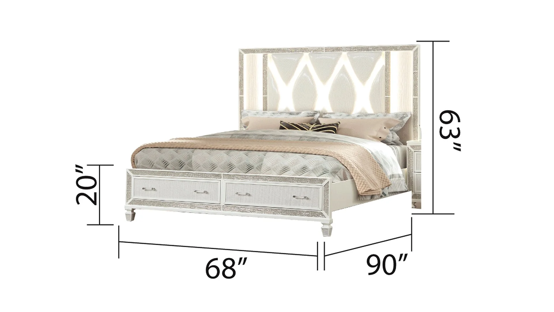 Crystal Queen 5 Pc Bedroom Set White - Image 5