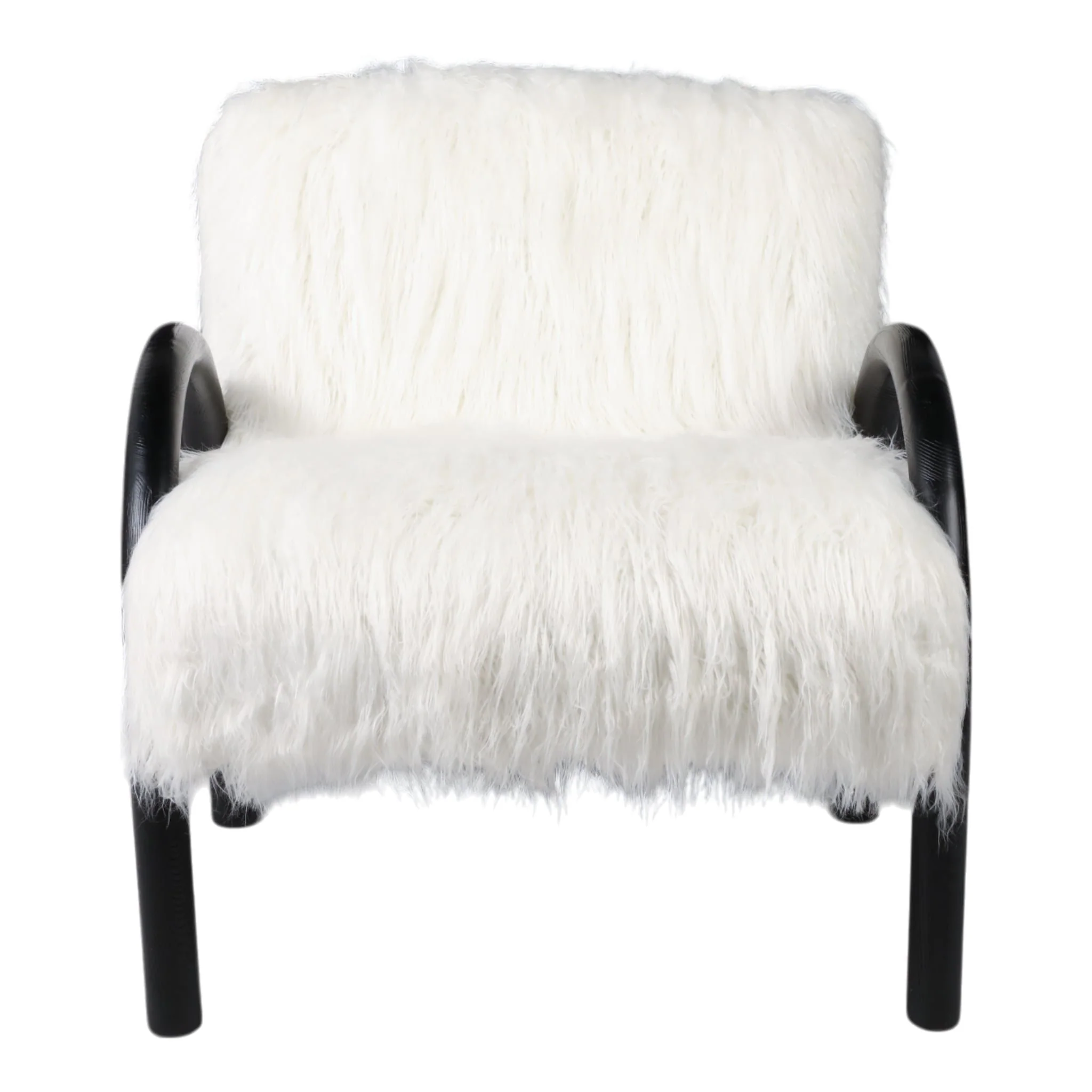Curved Arm Furry Accent Chair, Ivory - Image 2