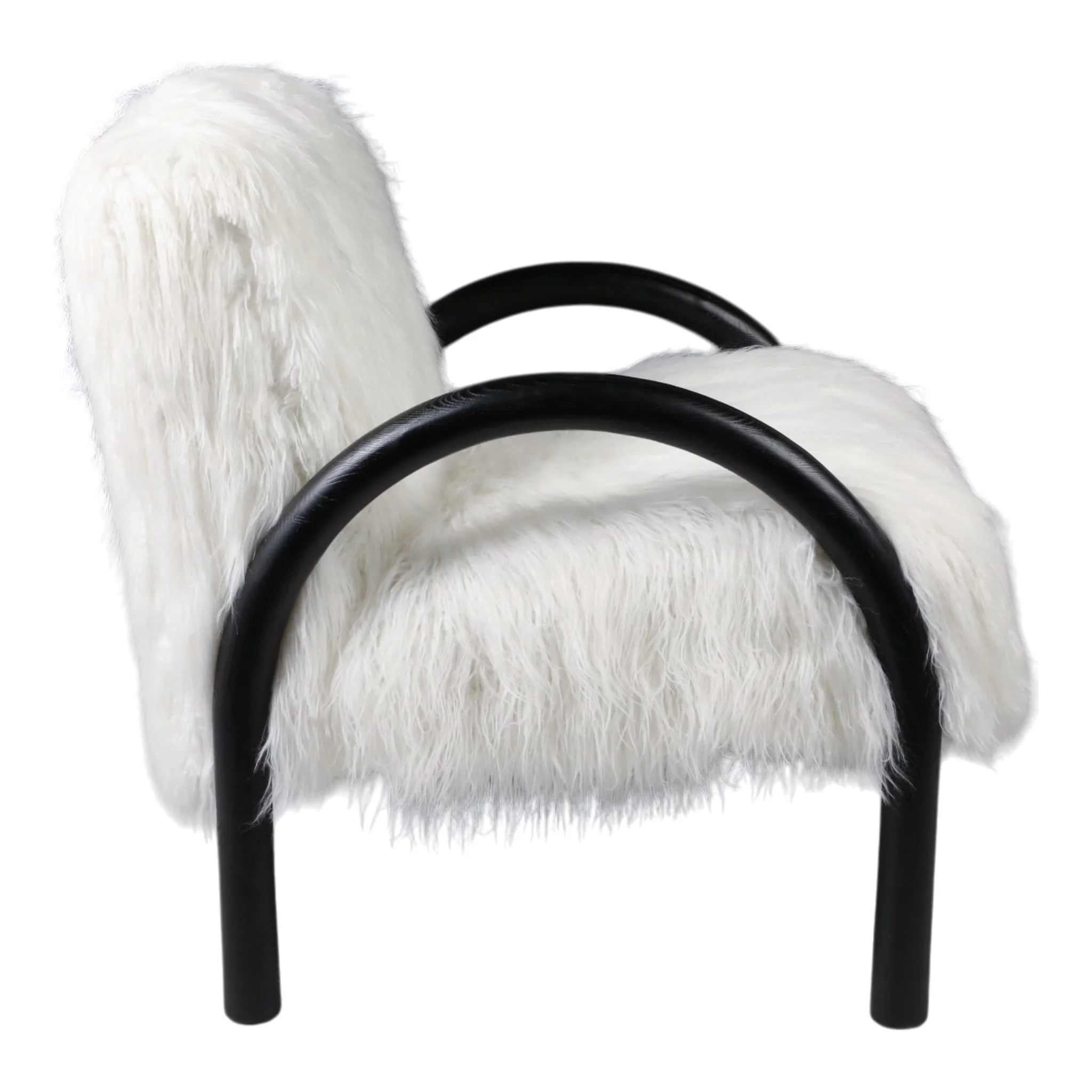 Curved Arm Furry Accent Chair, Ivory - Image 5
