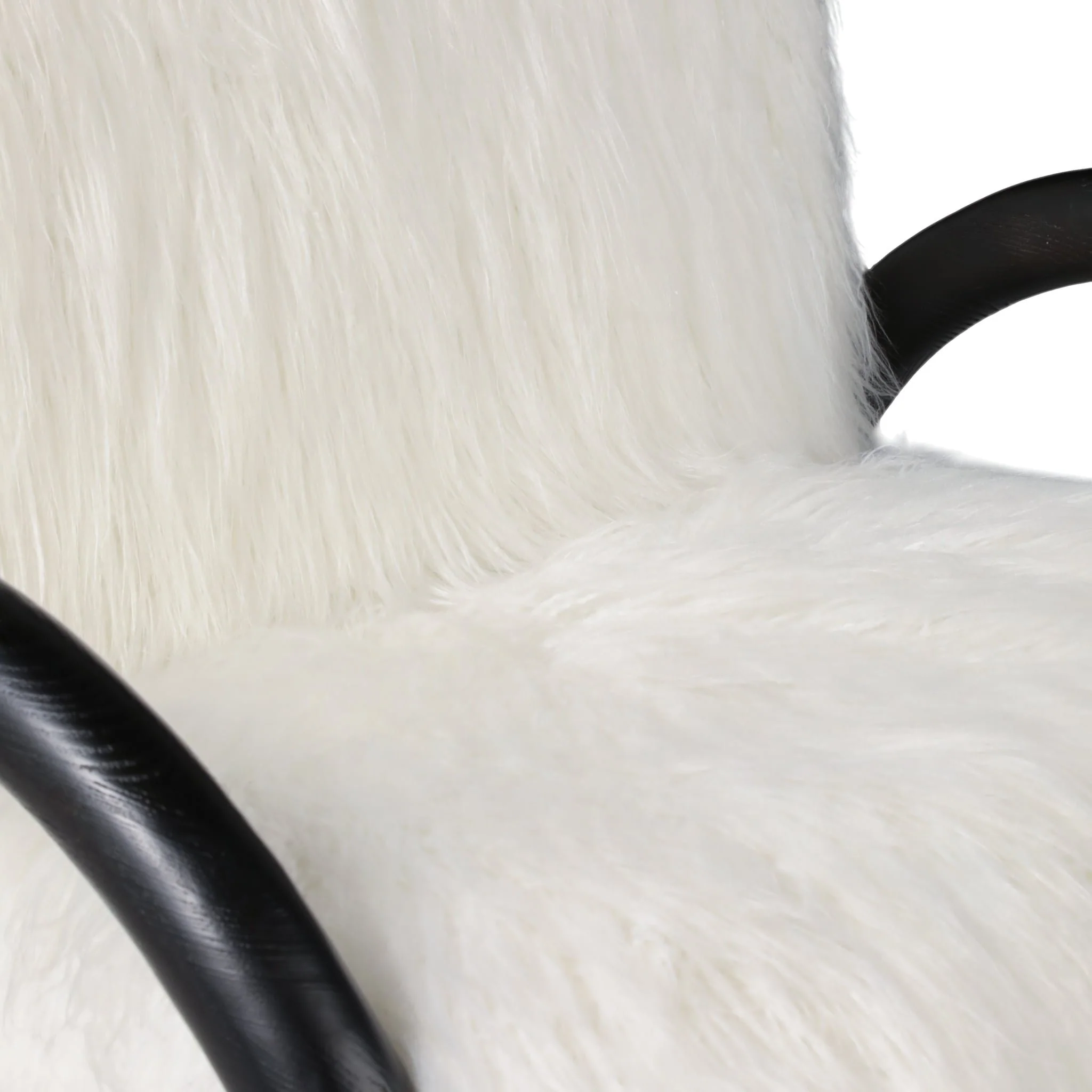 Curved Arm Furry Accent Chair, Ivory - Image 6