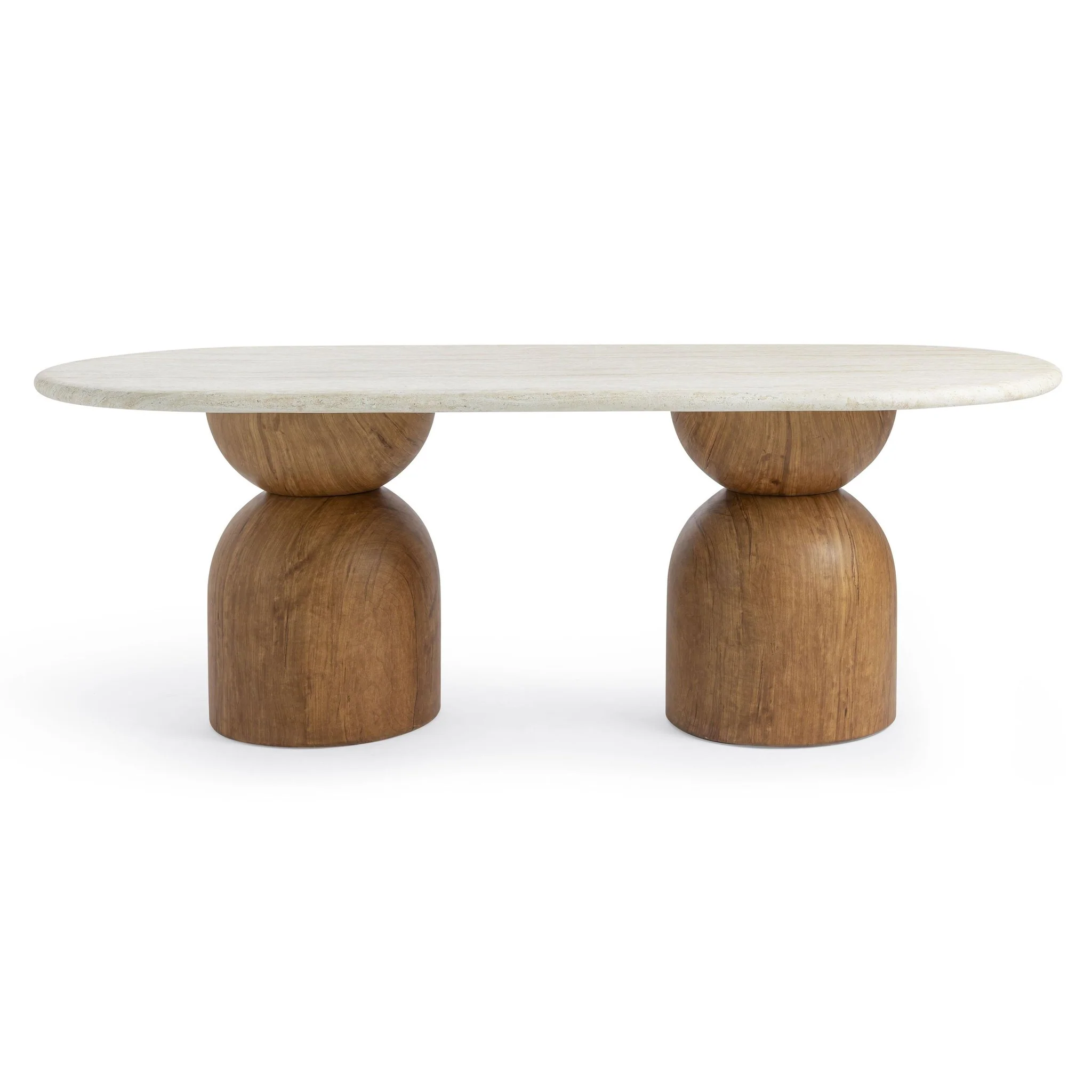 Cynthia Travertine Concrete Indoor / Outdoor 87 inch Long Dining Table - Image 3