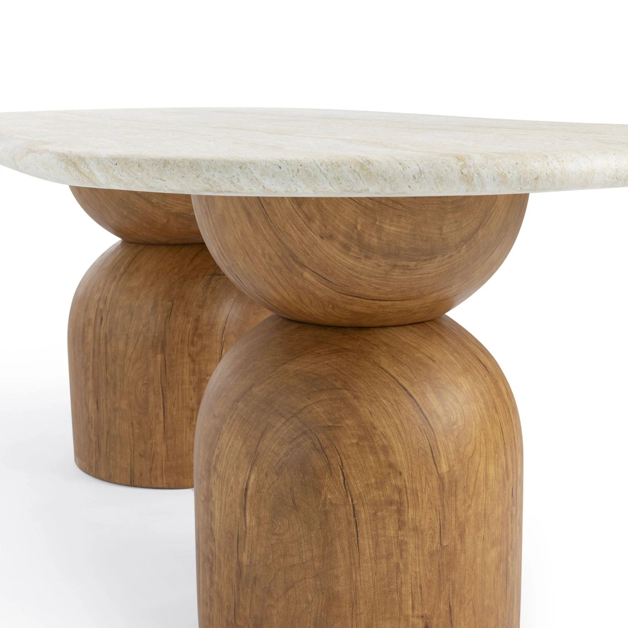 Cynthia Travertine Concrete Indoor / Outdoor 87 inch Long Dining Table - Image 5