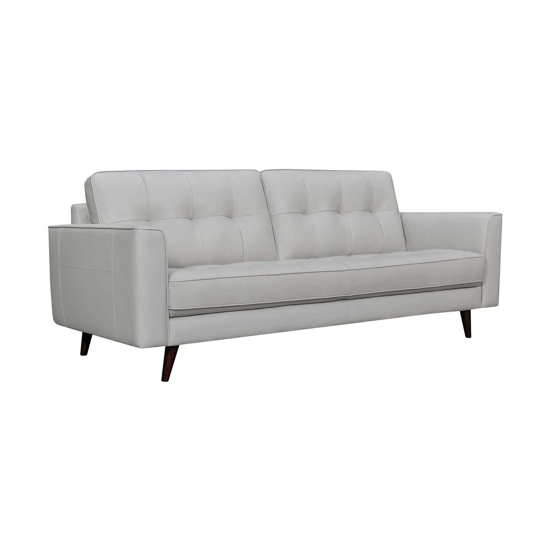 Daeson 86" Mid-Century Modern Dove Gray Genuine Leather Square Arm Sofa - Image 2