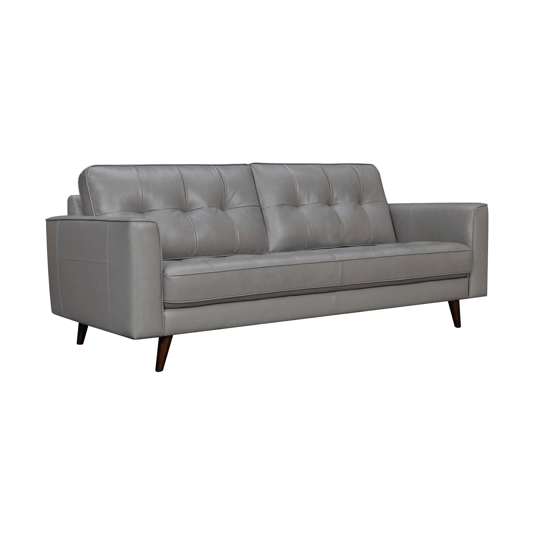 Daeson 86" Mid-Century Modern Gray Genuine Leather Square Arm Sofa - Image 2