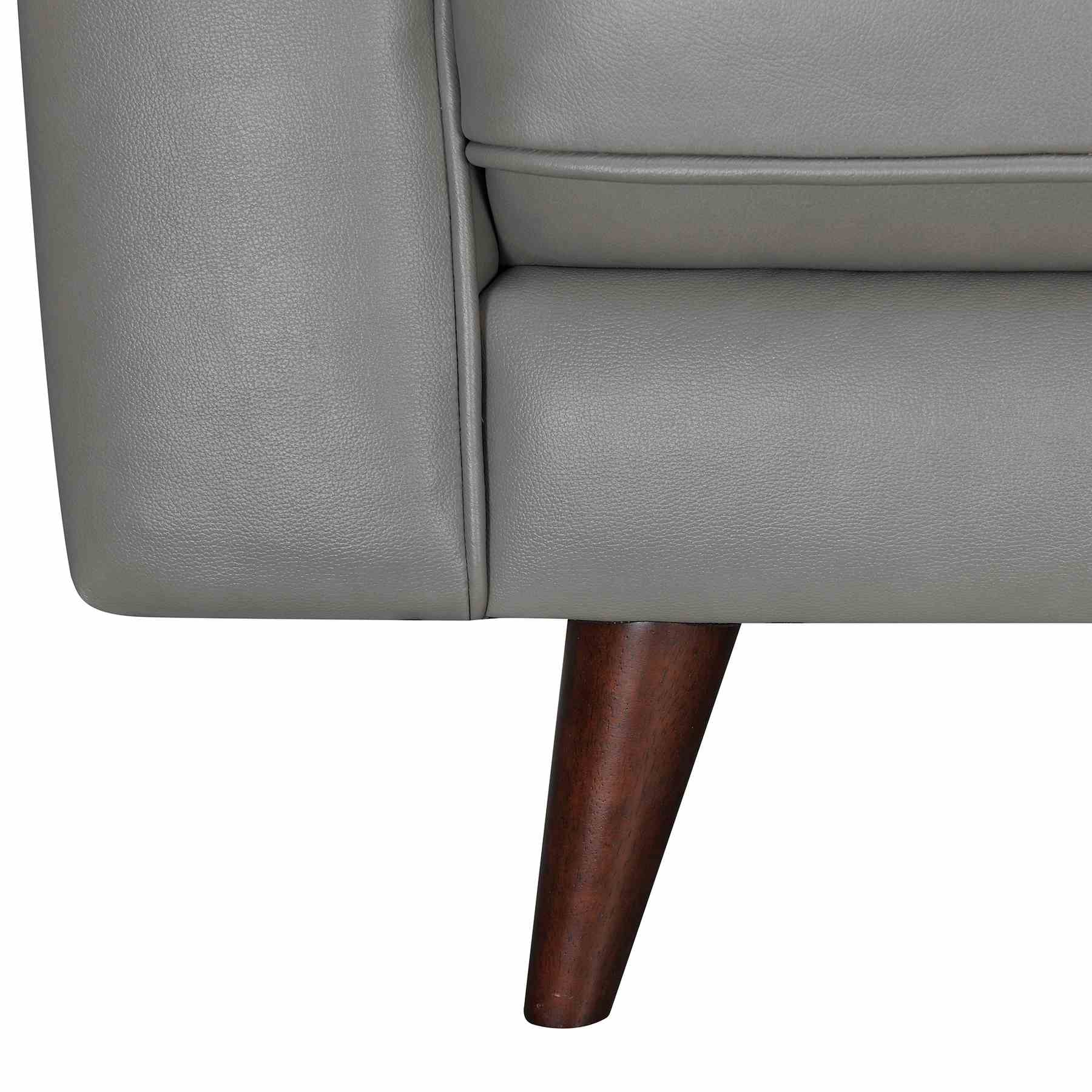 Daeson 86" Mid-Century Modern Gray Genuine Leather Square Arm Sofa - Image 7