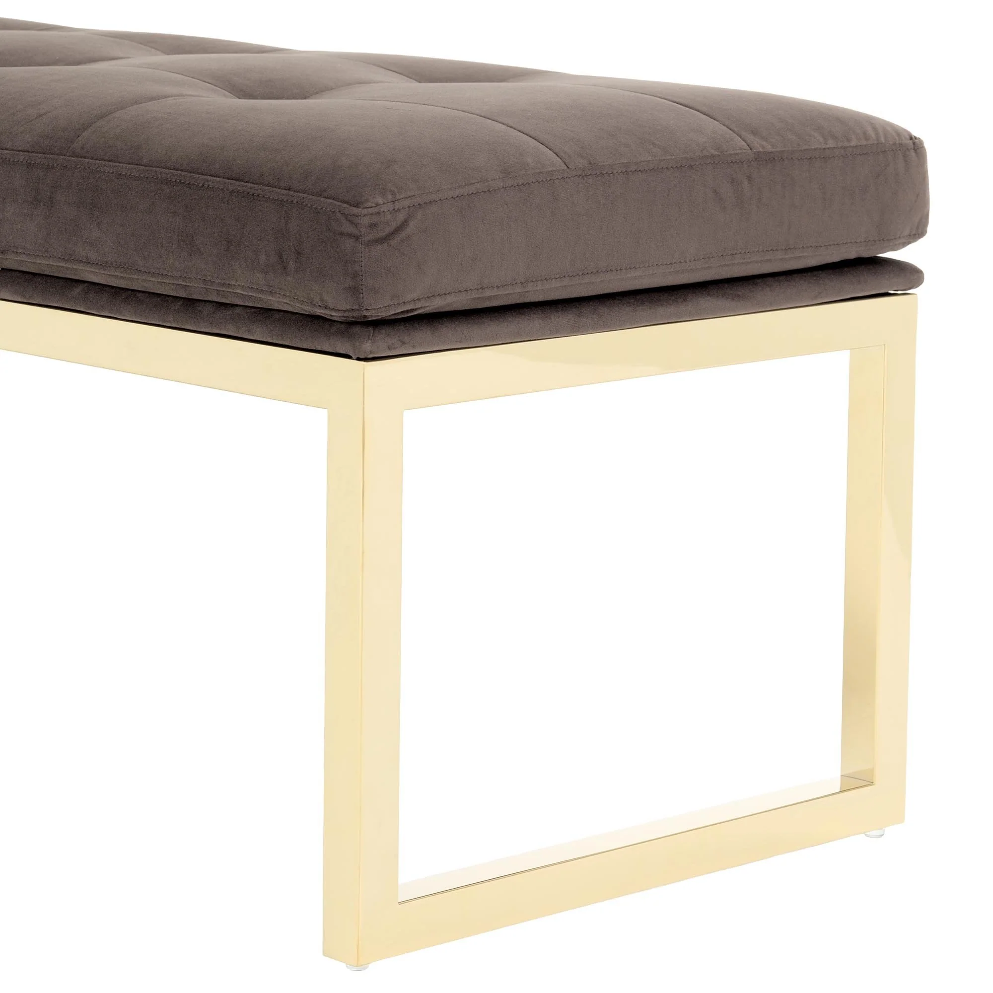 Dahlia Velvet Accent Bench - Chocolate/Gold - Image 4
