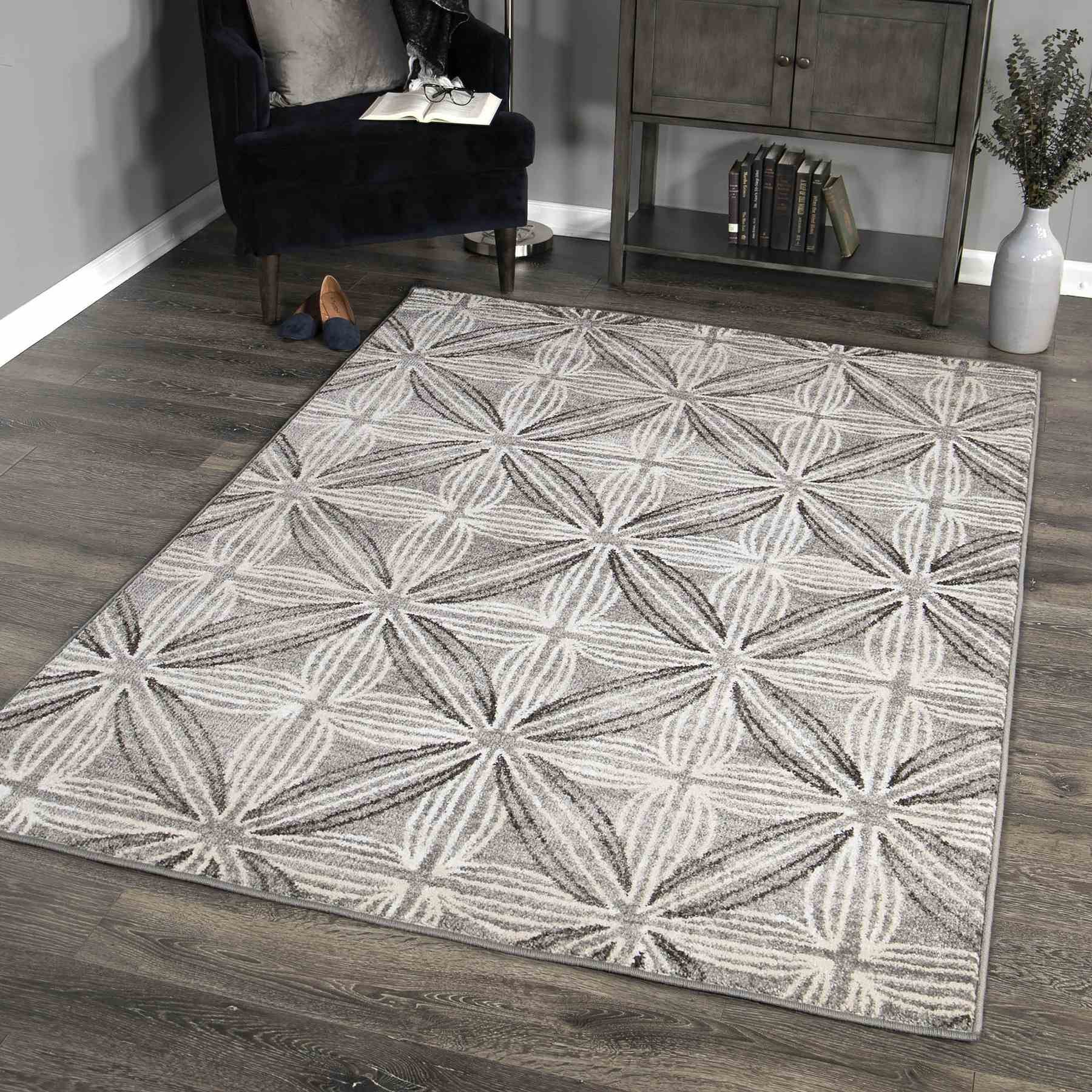 Daisy Contemporary 5x8 Area Rug in Gray/Cream - Image 5