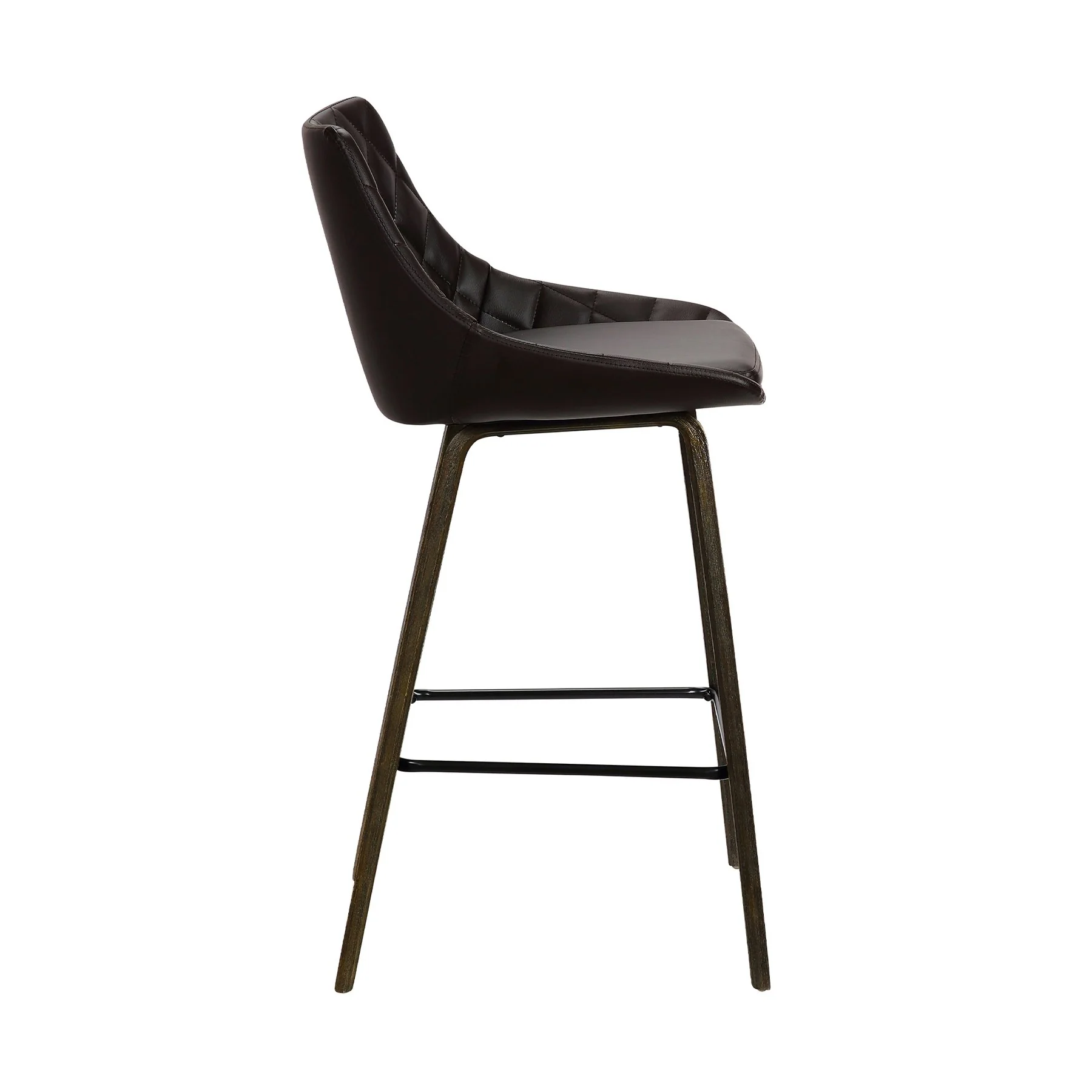 Dani 26" Brown Faux Leather Barstool in Walnut Glazed Finish - Image 3
