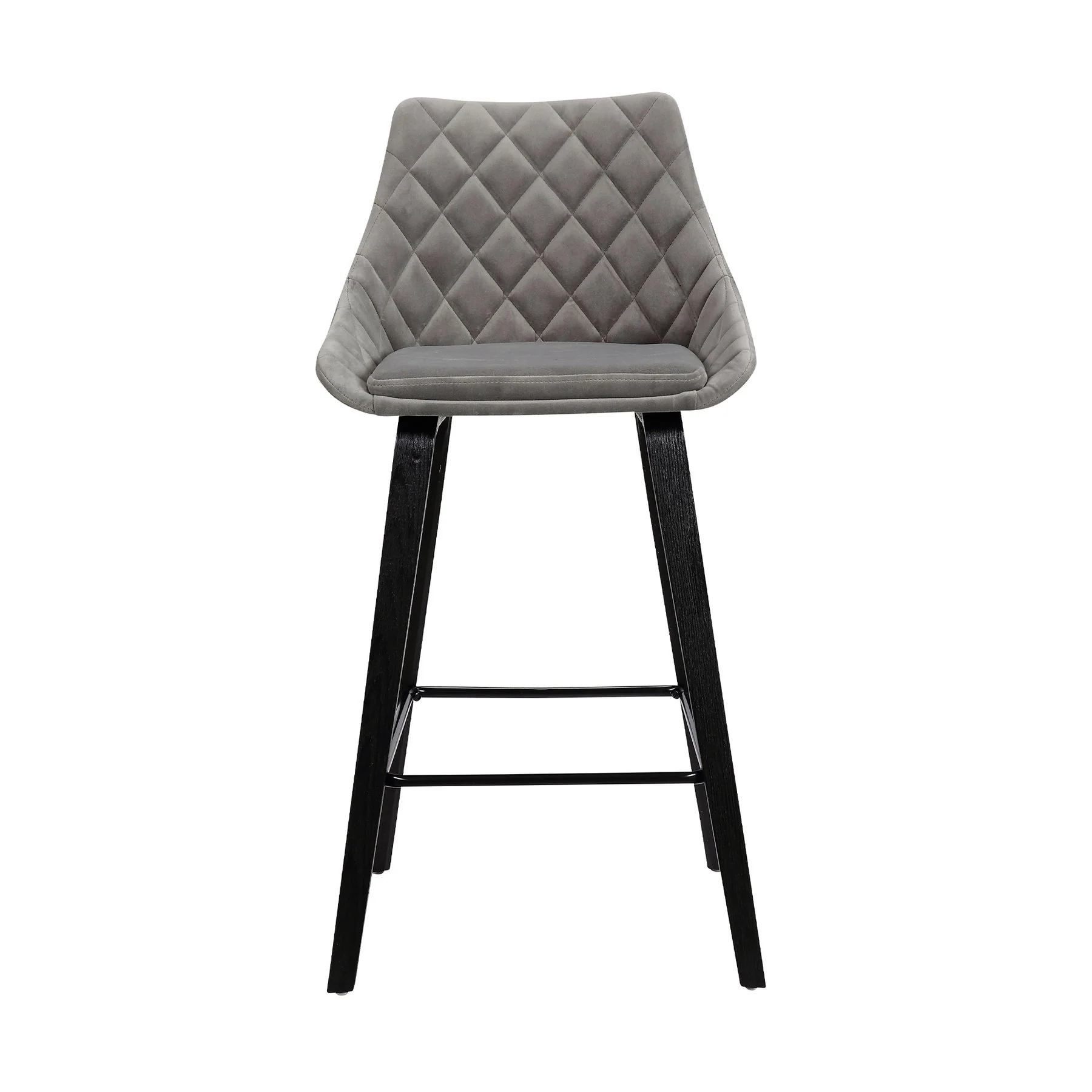 Dani 26" Gray Velvet Barstool in Black Brushed Wood Finish - Image 2
