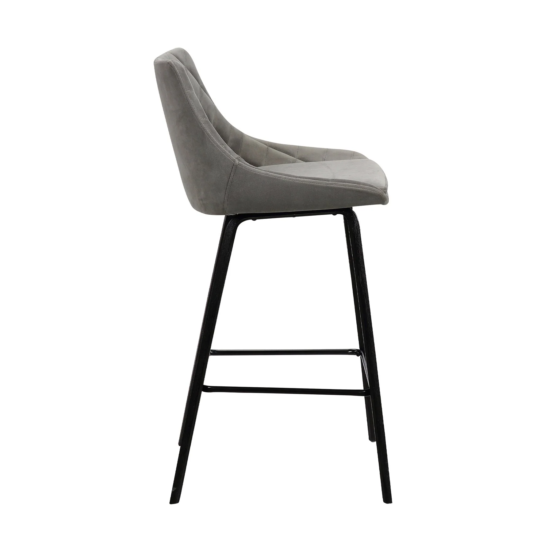 Dani 26" Gray Velvet Barstool in Black Brushed Wood Finish - Image 3