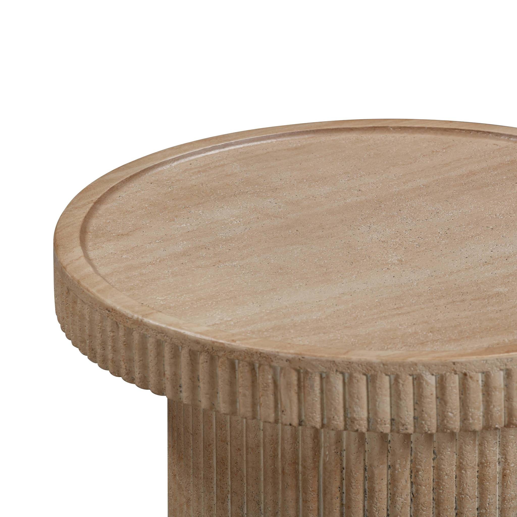 Darcy Faux Travertine Concrete Side Table - Image 4