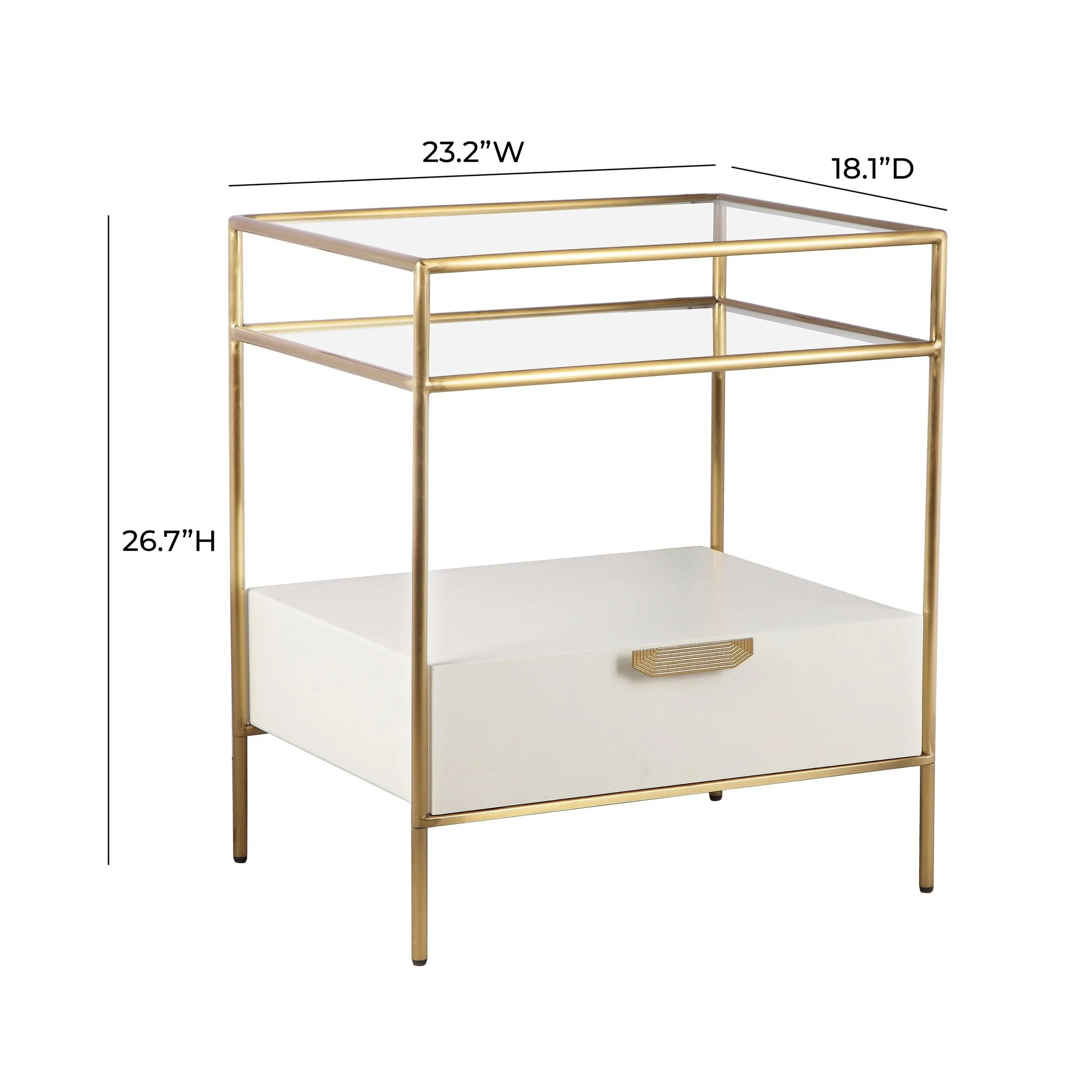 Darla Cream Glass Nightstand - Image 6