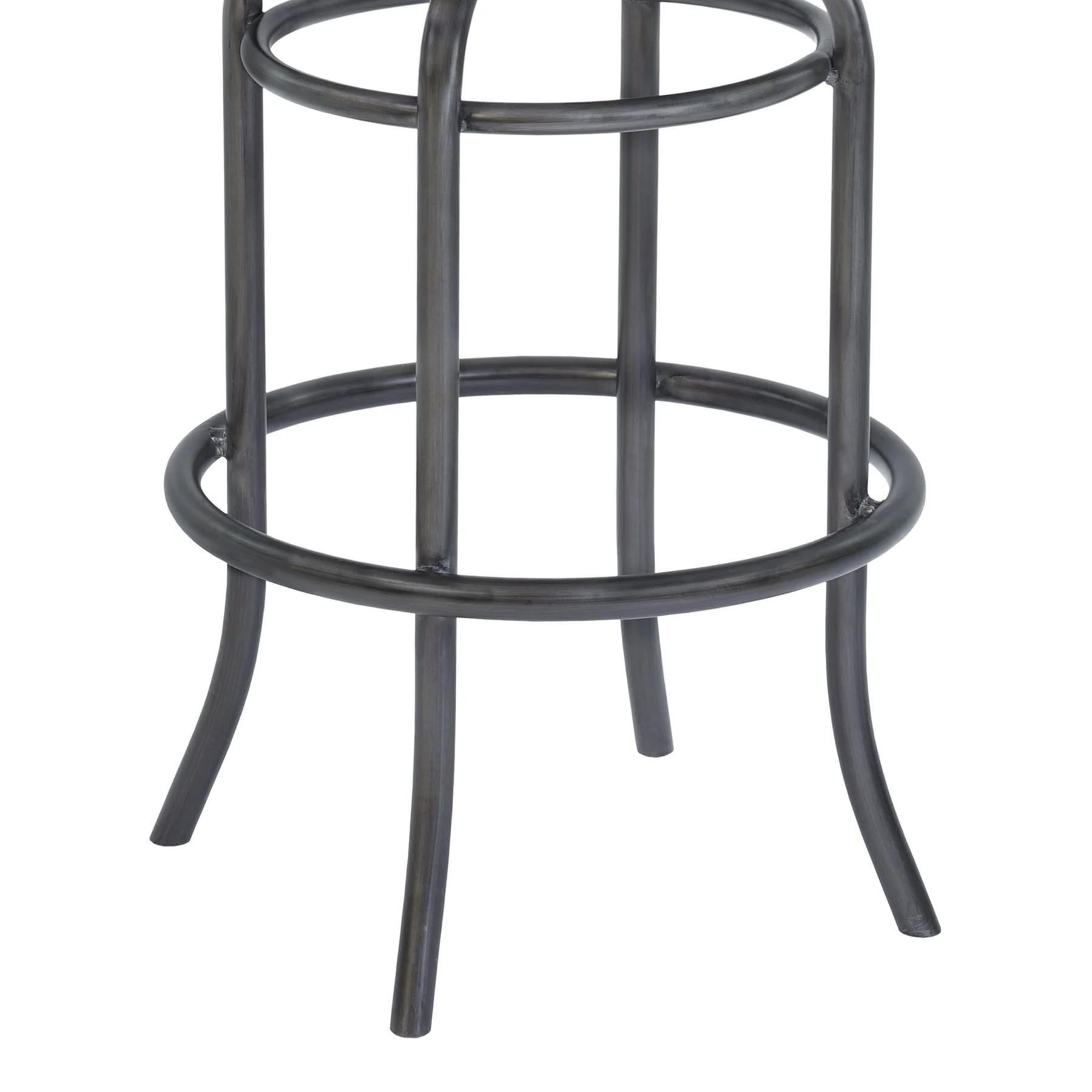 Davis 30" Bar Height Metal Swivel Barstool in Vintage Gray Faux Leather with Mineral Finish and Gray Walnut Wood Back - Image 6