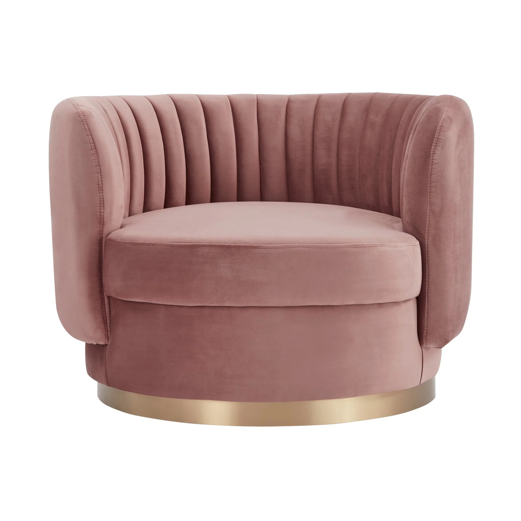 Davy Blush Velvet Swivel Accent Chair with Gold Base - Image 2