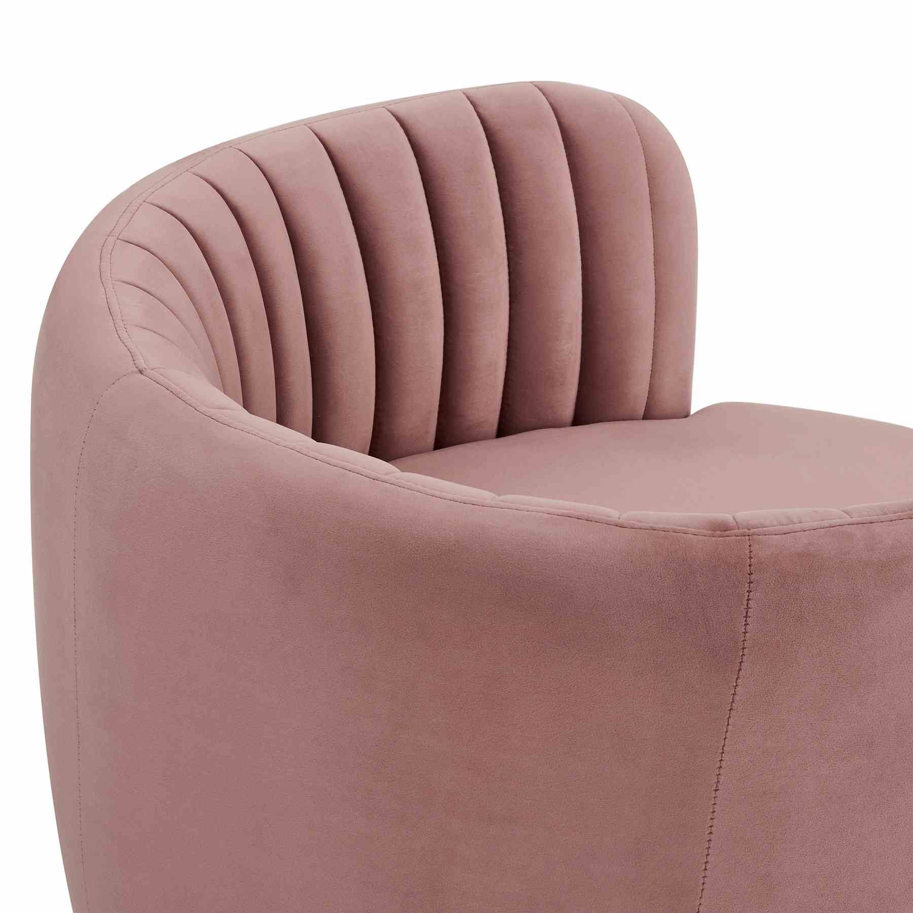 Davy Blush Velvet Swivel Accent Chair with Gold Base - Image 5