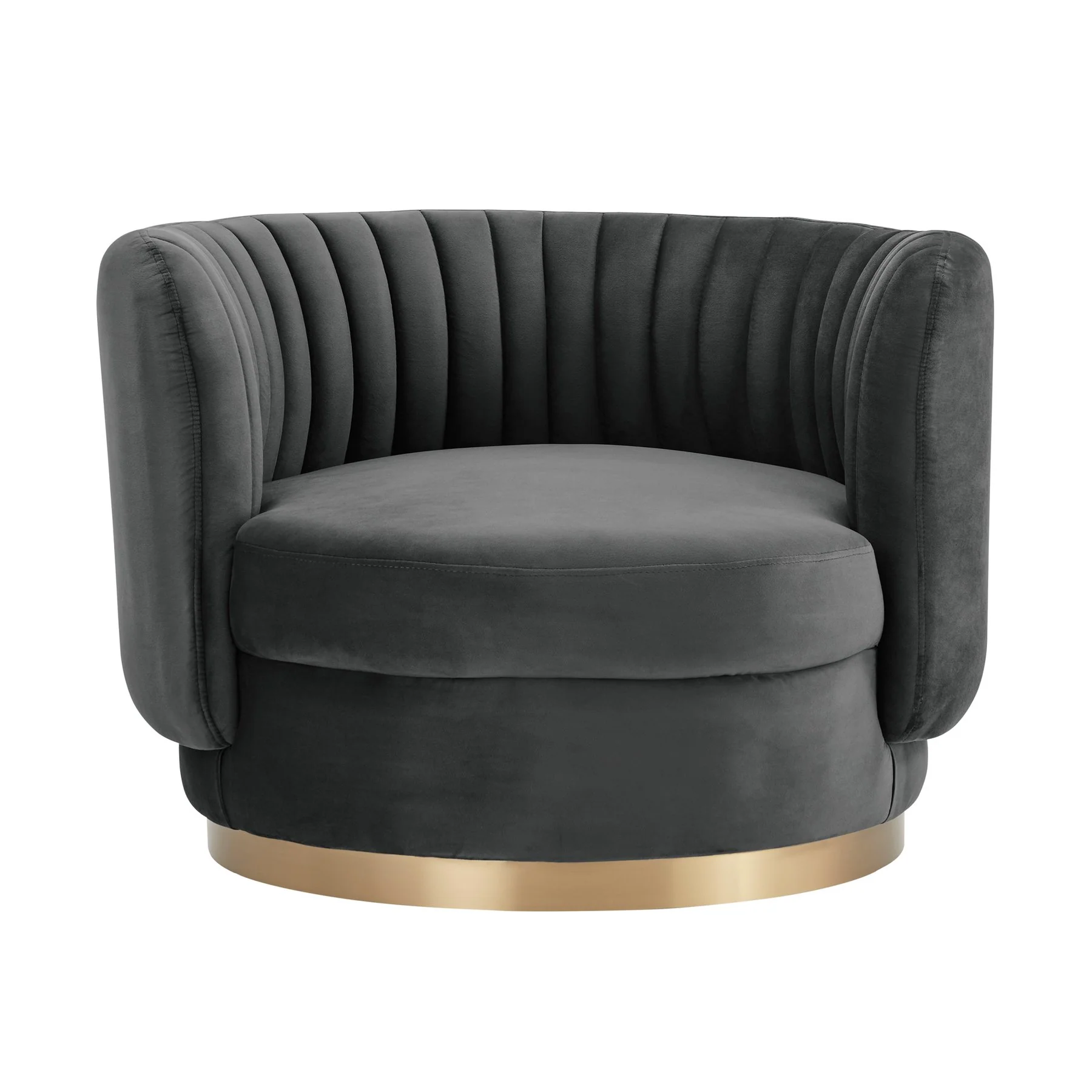 Davy Dark Gray Velvet Swivel Accent Chair - Image 2