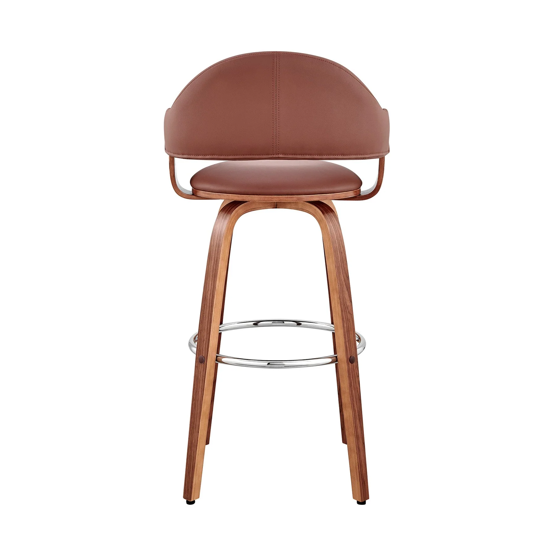 Daxton 26" Brown Faux Leather and Walnut Wood Bar Stool - Image 5
