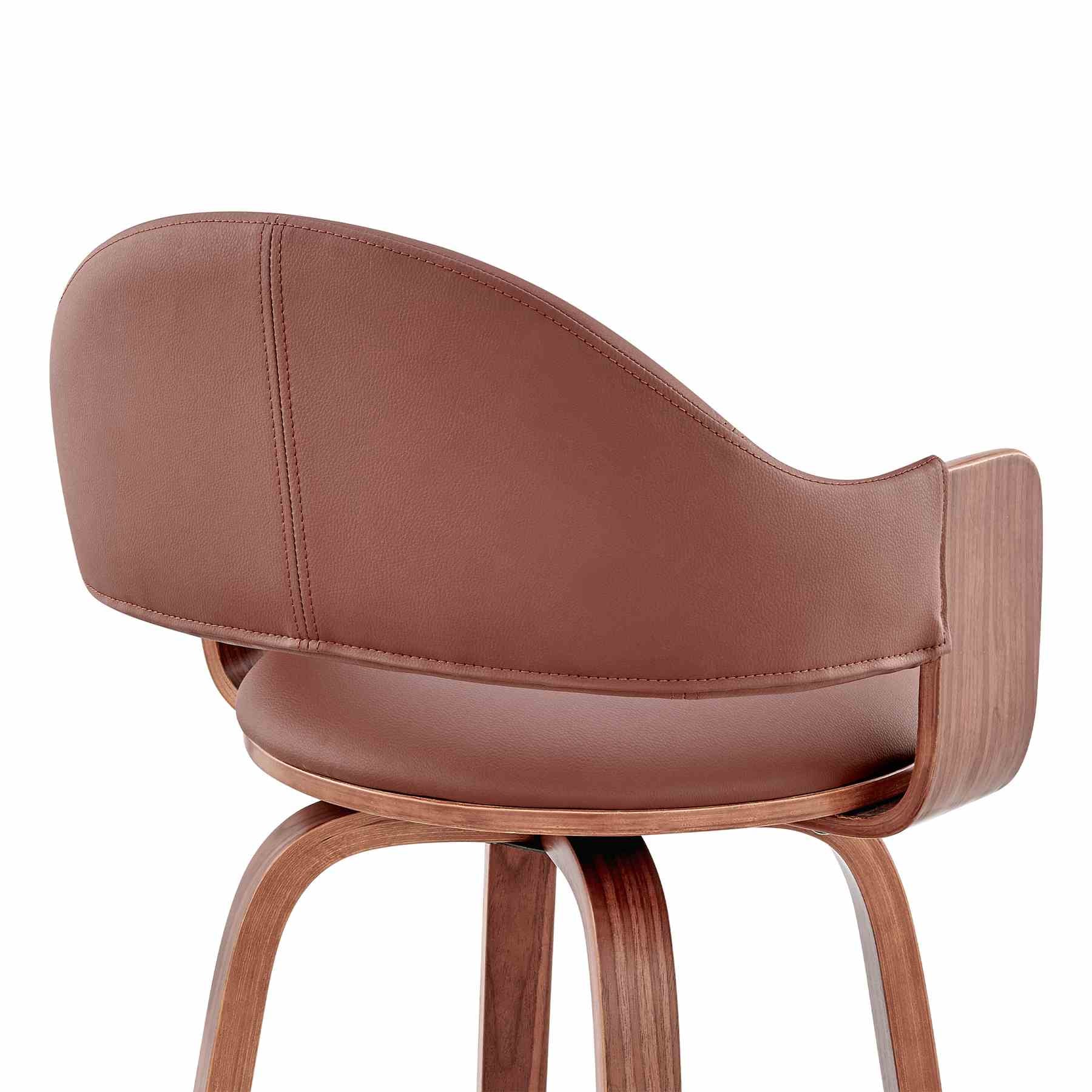 Daxton 26" Brown Faux Leather and Walnut Wood Bar Stool - Image 7