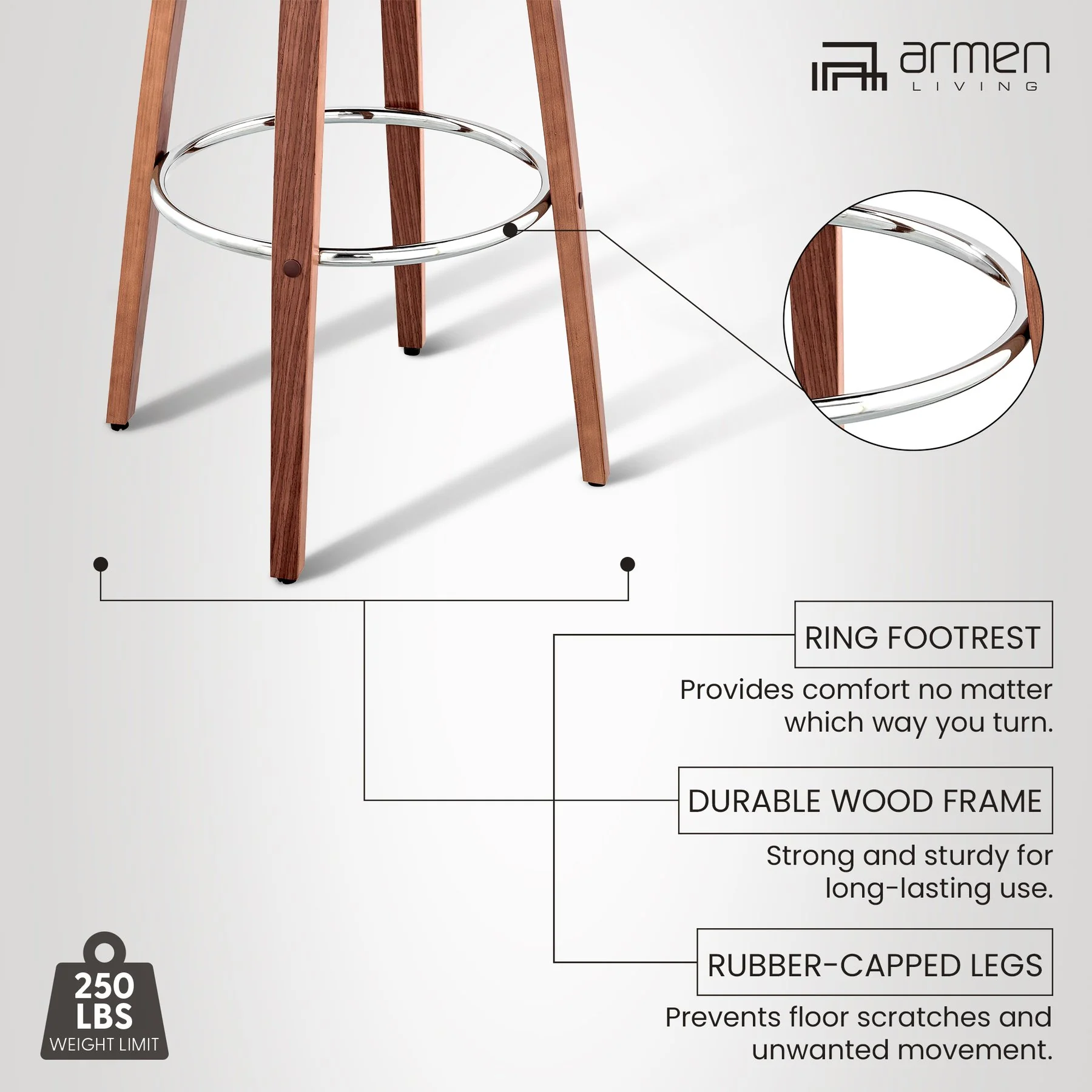 Daxton 26" Cream Faux Leather and Walnut Wood Bar Stool - Image 13