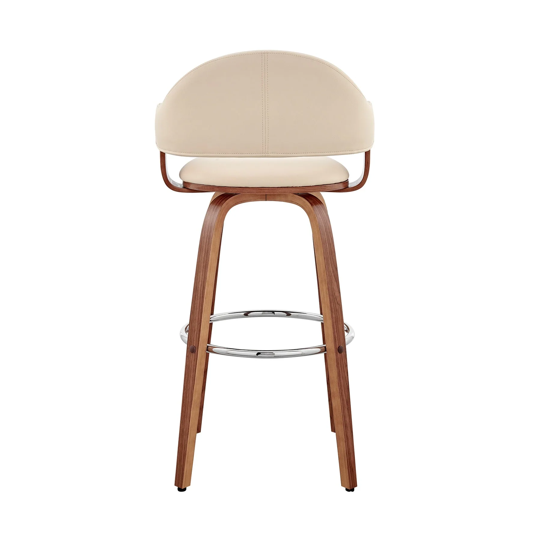 Daxton 26" Cream Faux Leather and Walnut Wood Bar Stool - Image 5