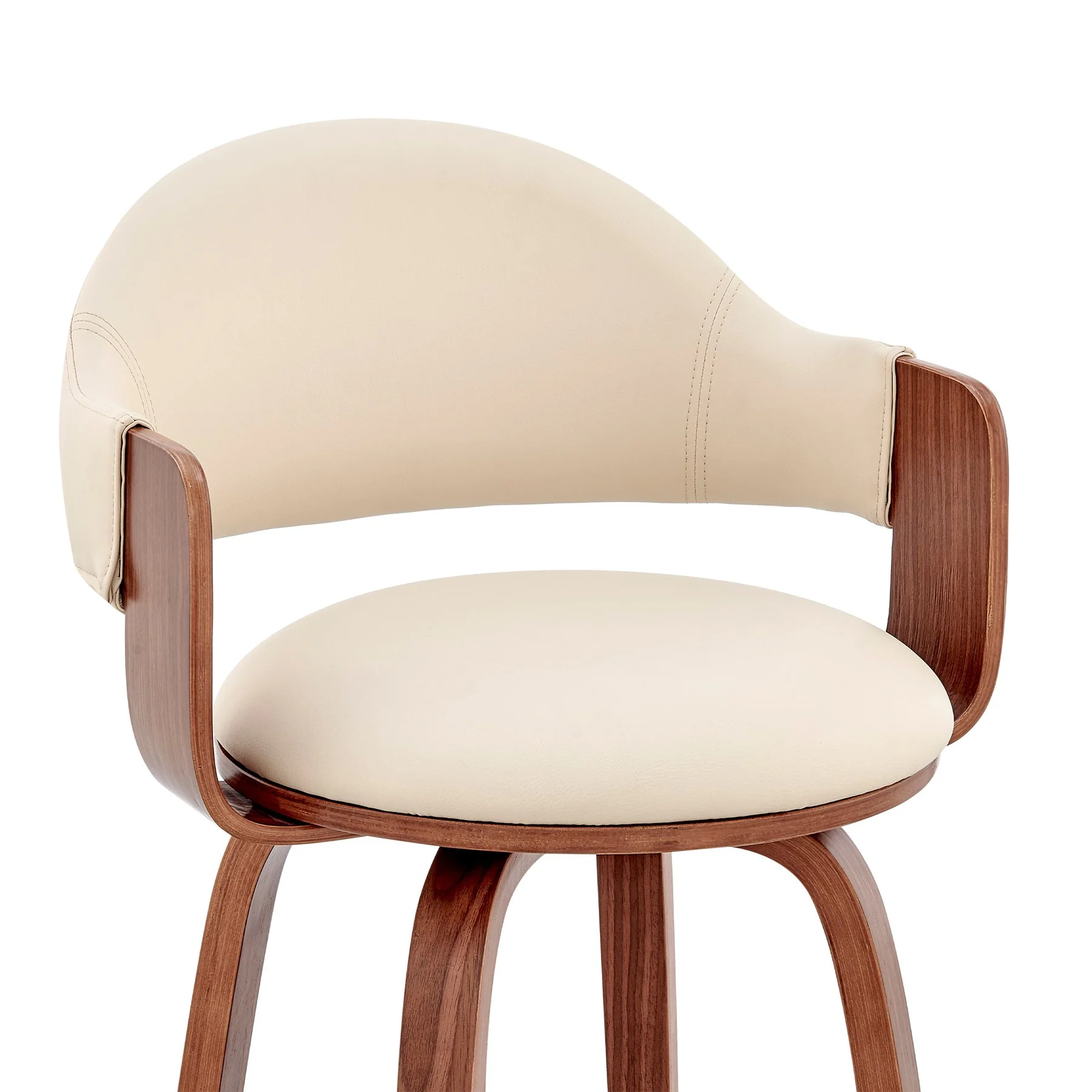 Daxton 26" Cream Faux Leather and Walnut Wood Bar Stool - Image 6